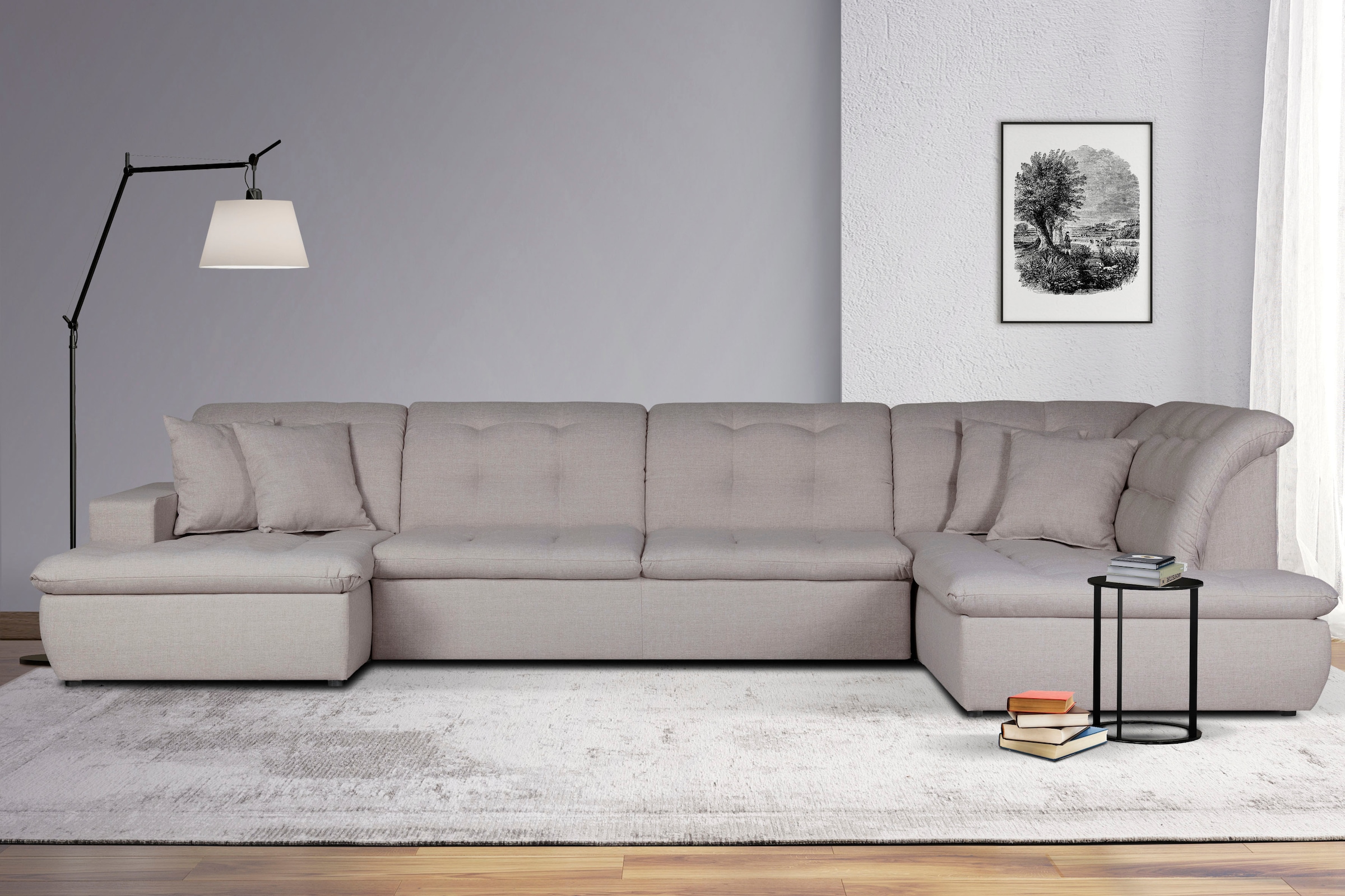 Image of Home affaire Wohnlandschaft "BRISBANE NEU U-Form" mit feiner Steppung, Matten-Optik, incl. Zierkissen