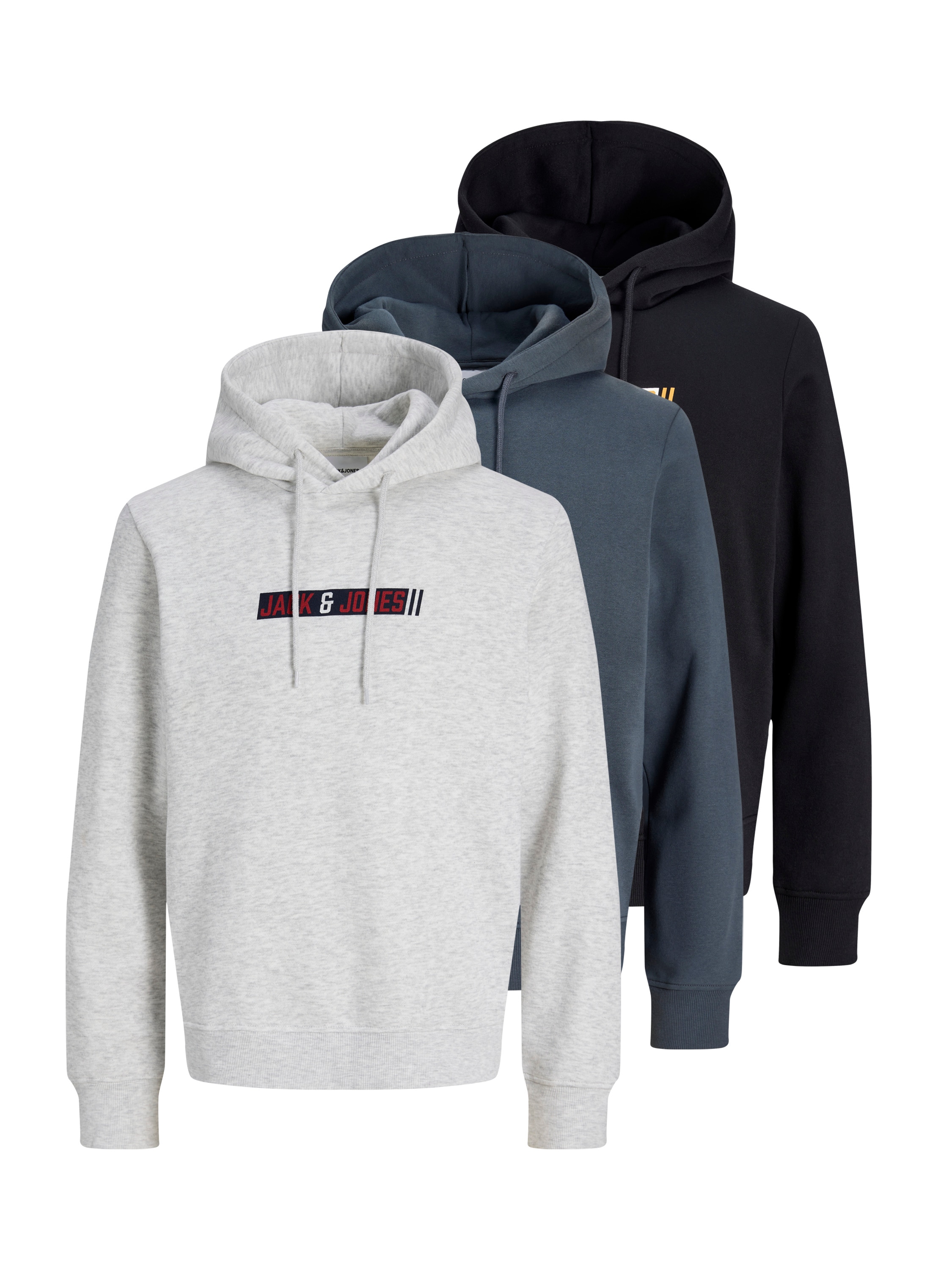 Image of Jack & Jones Kapuzensweatshirt "JJMUNK SWEAT HOOD 3PK MP", 3 Materialmix, regular fit