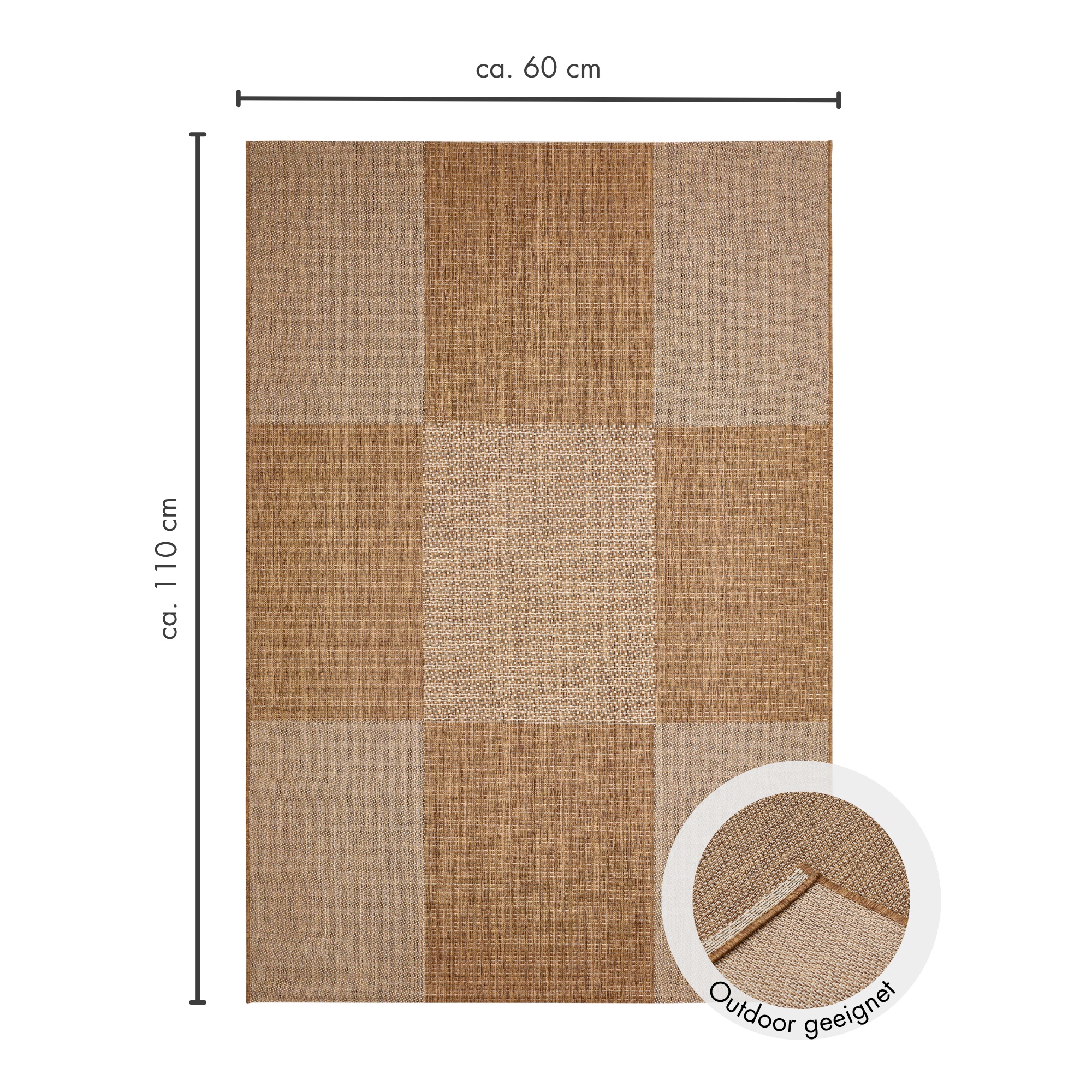 Andiamo Tapis »ARIZONA1« Rectangulaire 5 mm Höhe Flachgewebe, kariertes Muster, In- und Outdoor geeignet, wetterfest