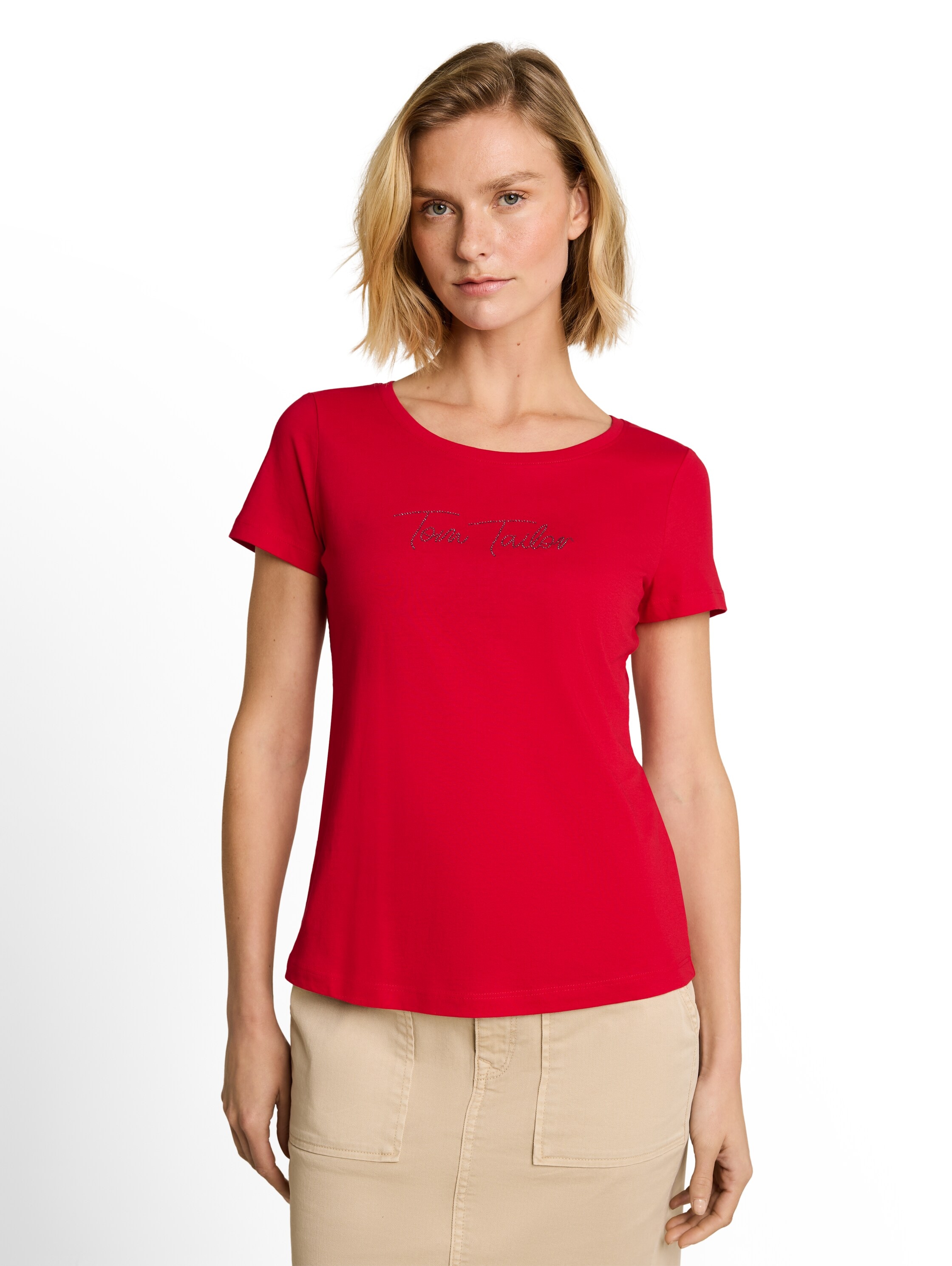 Image of TOM TAILOR Kurzarmshirt Sommershirt mit Glitzer-Wording