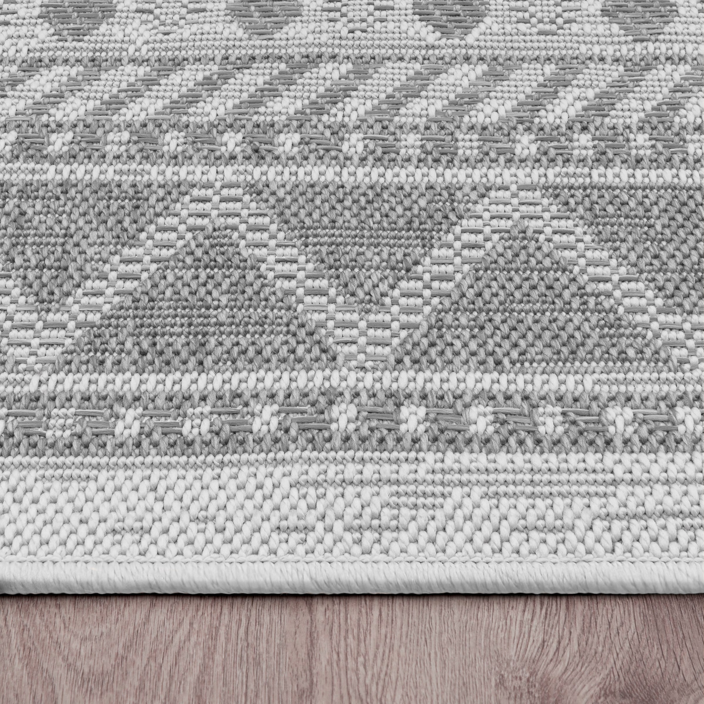 Paco Home Teppich »Vermont 184«, rechteckig, 4 mm Höhe, Flachgewebe, modernes Design mit Rauten, gesteift, Outdoor geeignet