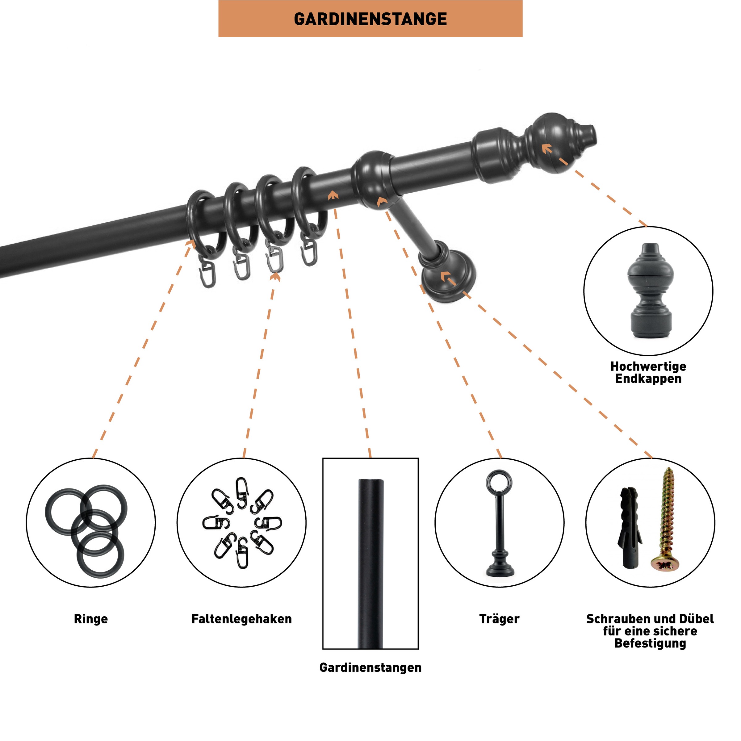 SN DECO GROUP Gardinenstange »Filigrano«, 1 läufig-läufig, Fixmass