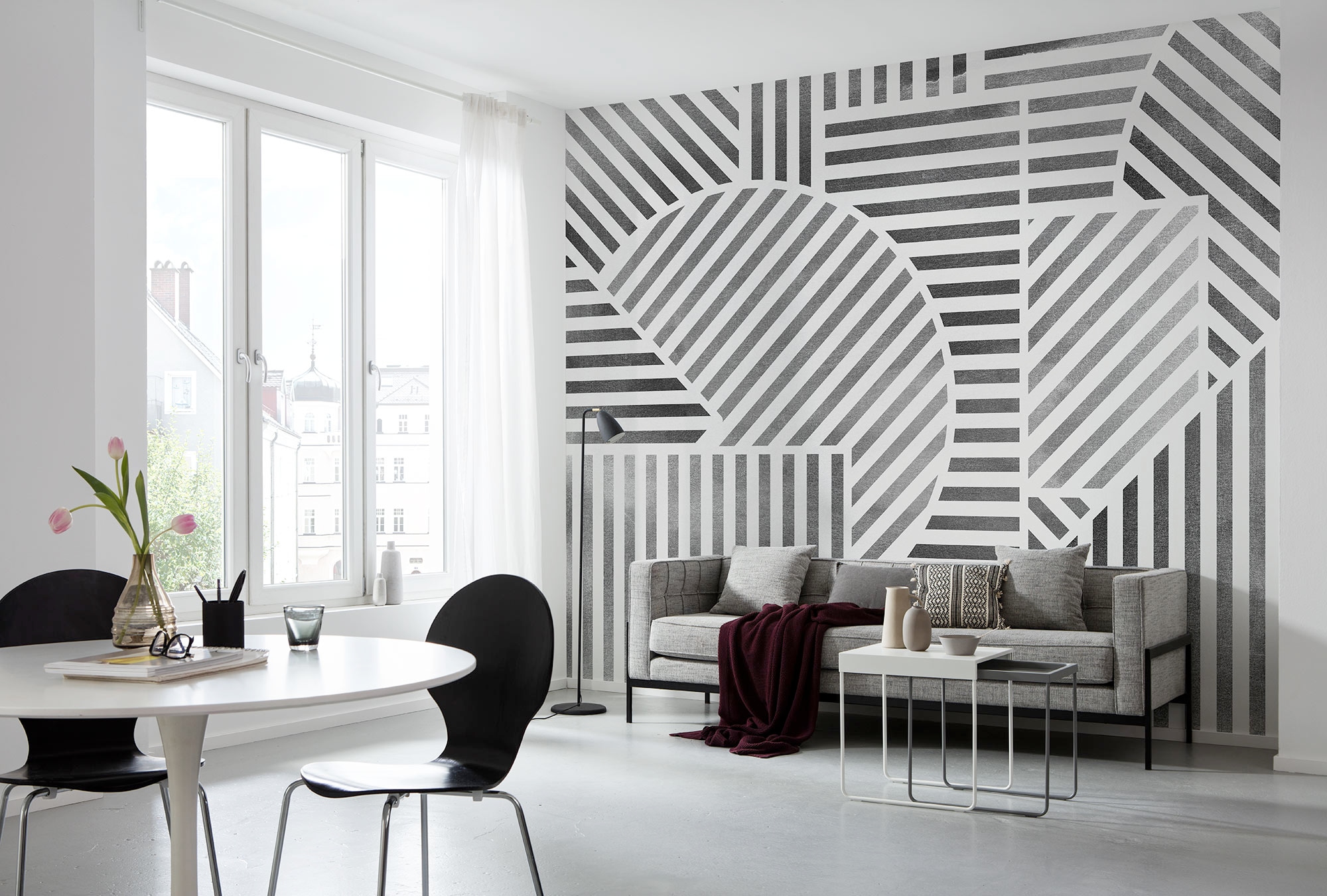 Image of Komar Fototapete "Komar Vlies Fototapete - Jeux de Lignes - Grösse 300 x 250 cm" bedruckt glatt