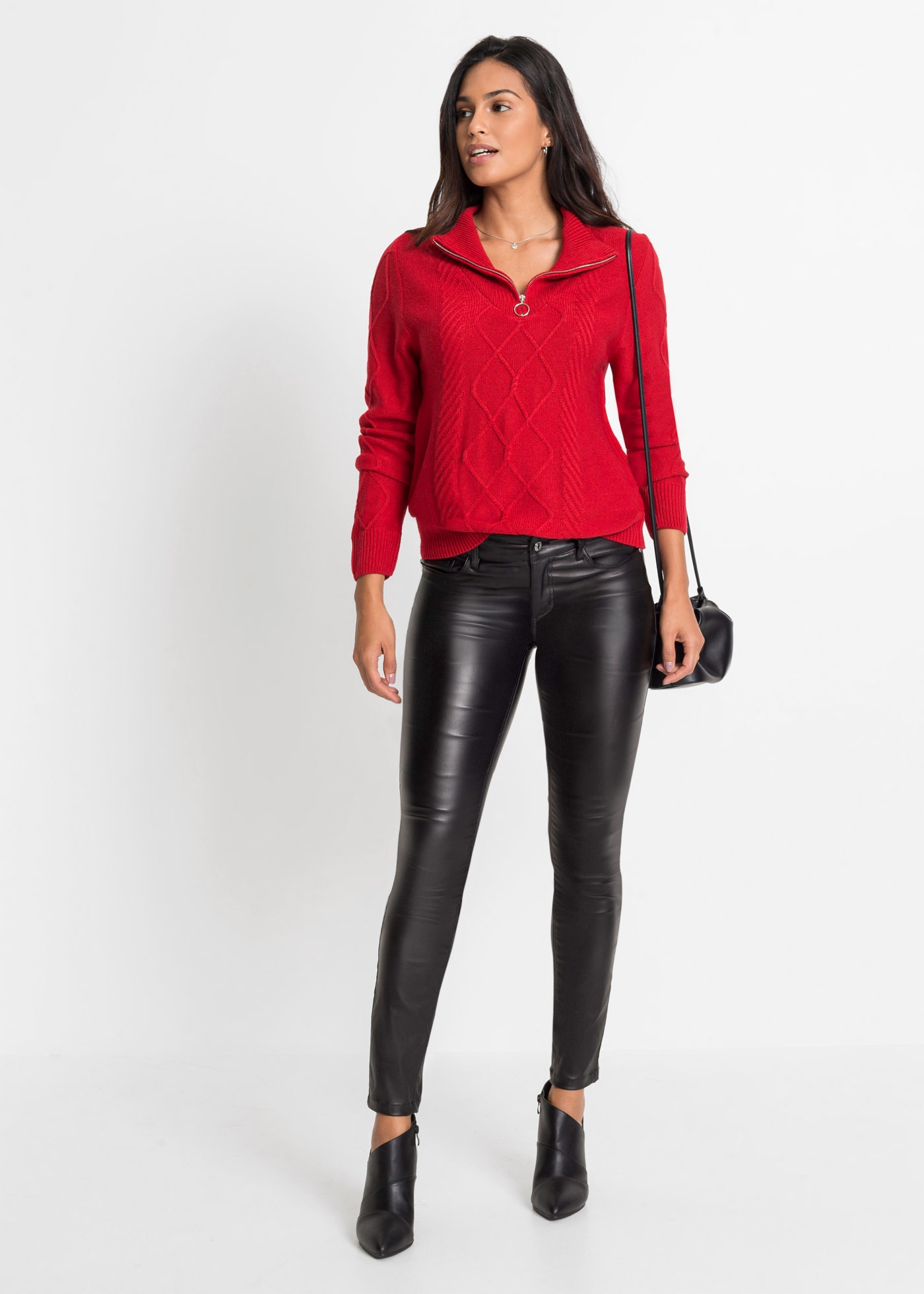 bonprix Troyer aus Polyacryl, mit Reissverschluss, überschnittene Schulter