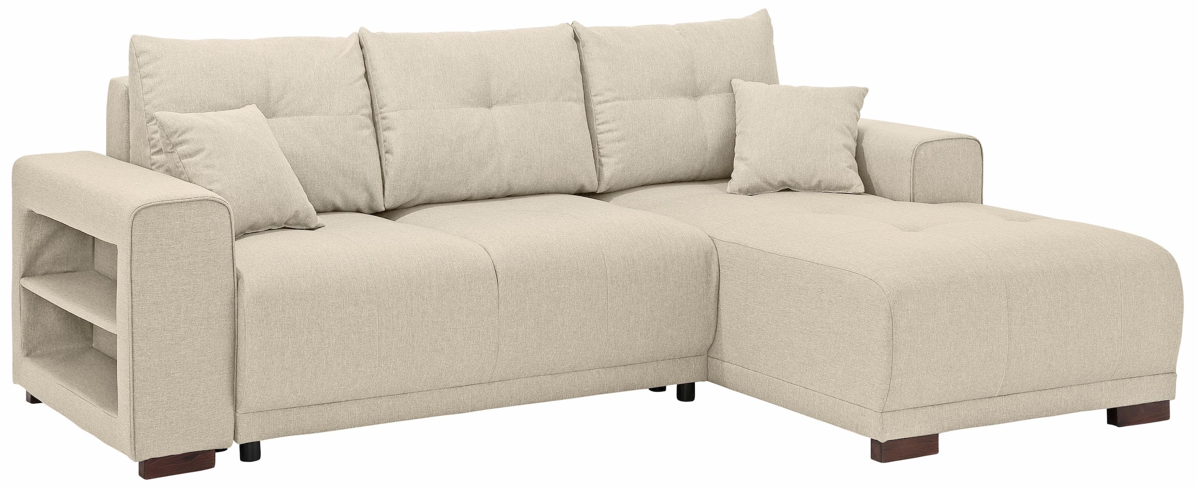 Home affaire Ecksofa »Viborg L-Form«, mit Regal in der Armlehne, wahlweise mit Bettfunktion