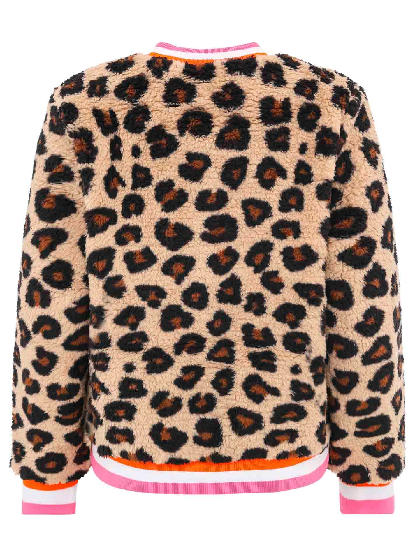 Zwillingsherz Veste bomber »"Wild Mind"« kuscheliges It-Piece, Leomuster, gestreifte Neon-Bündchen, Druckknöpfe