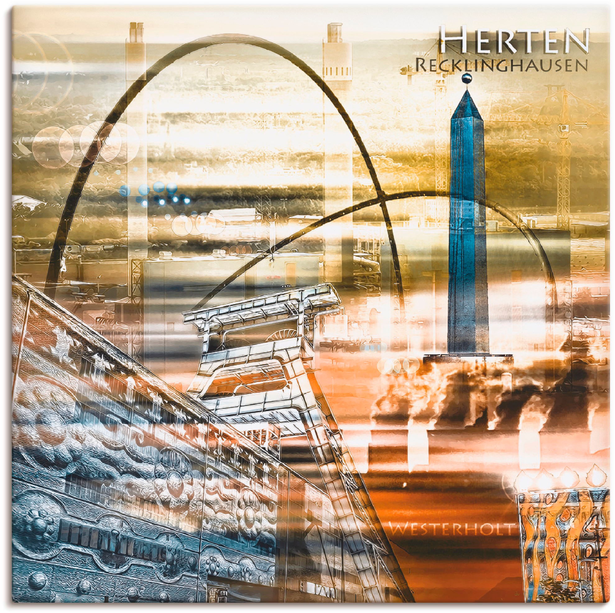 Image of Artland Wandbild »Herten Skyline Abstrakte Collage«, Architektonische Elemente, (1 St.), in vielen Grössen & Produktarten -Leinwandbild, Poster, Wandaufkleber / Wandtattoo auch für Badezimmer geeignet bei Ackermann Versand Schweiz