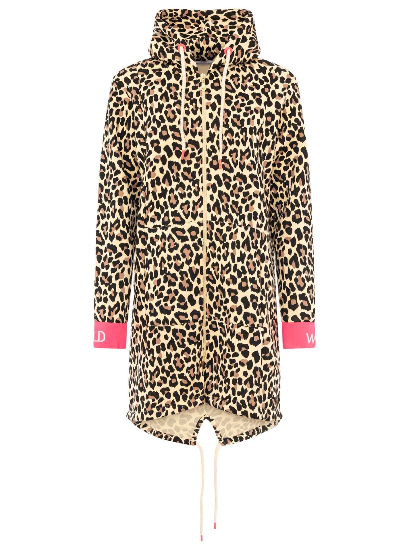 Zwillingsherz Kurzmantel »"WILD WILD"« Leomuster, Kapuze mit Kordel, Bündchen mit WILD Print, Zipper