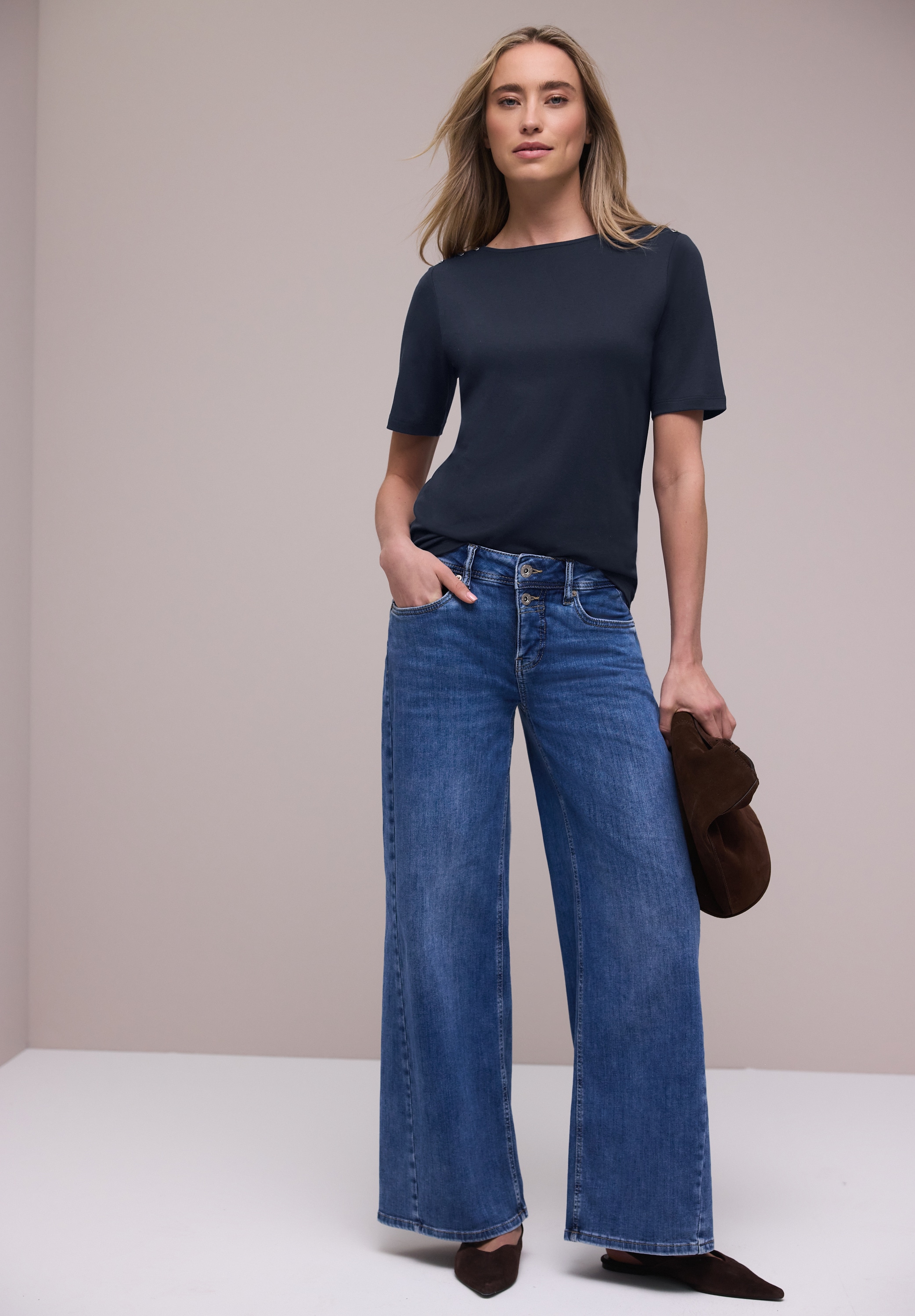 STREET ONE T-shirt à manches courtes mit Knopfdetail