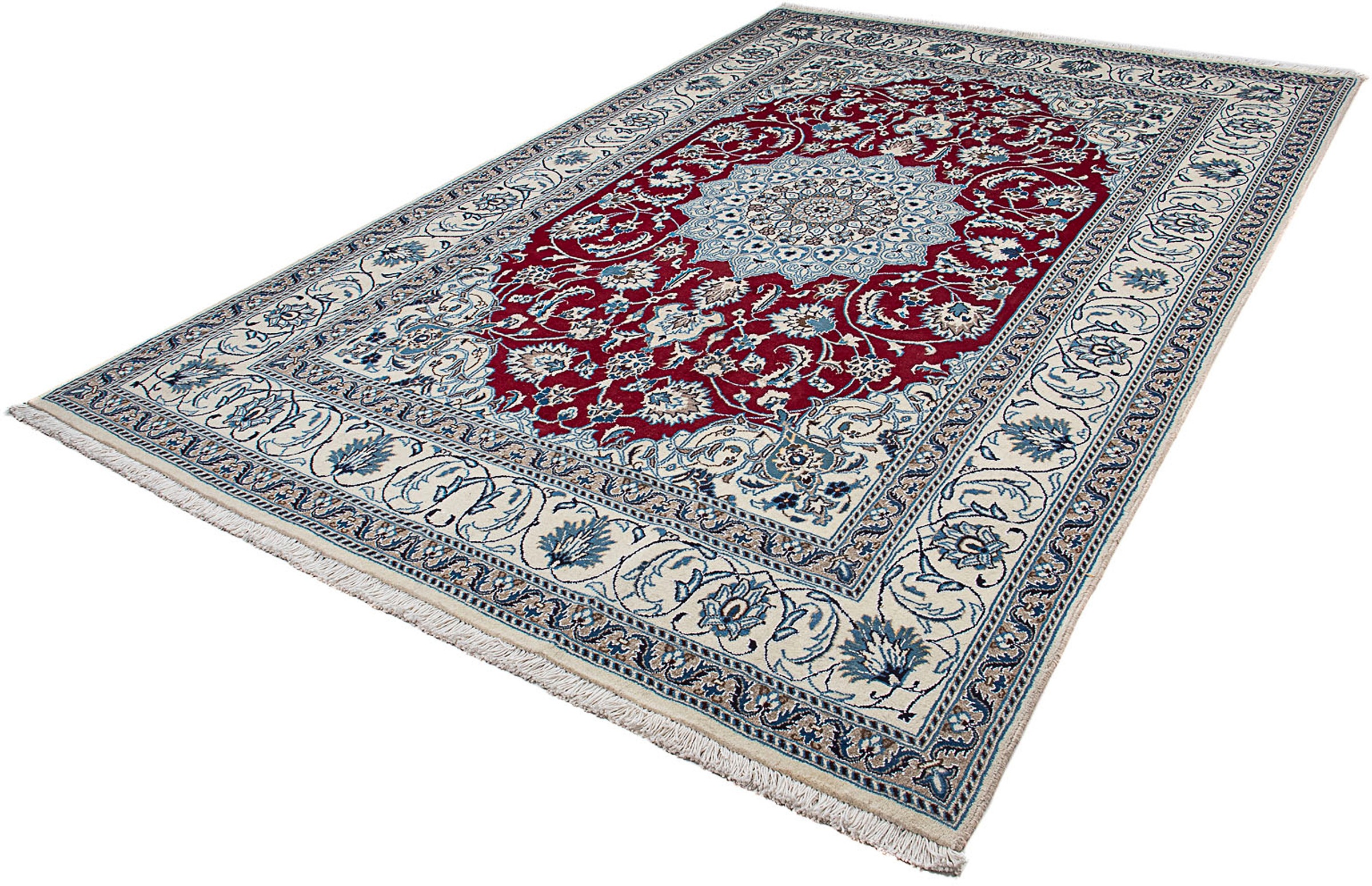 Image of morgenland Orientteppich »Perser - Nain - 298 x 193 cm - dunkelrot«, rechteckig, 10 mm Höhe, Wohnzimmer, Handgeknüpft, Einzelstück mit Zertifikat bei Ackermann Versand Schweiz