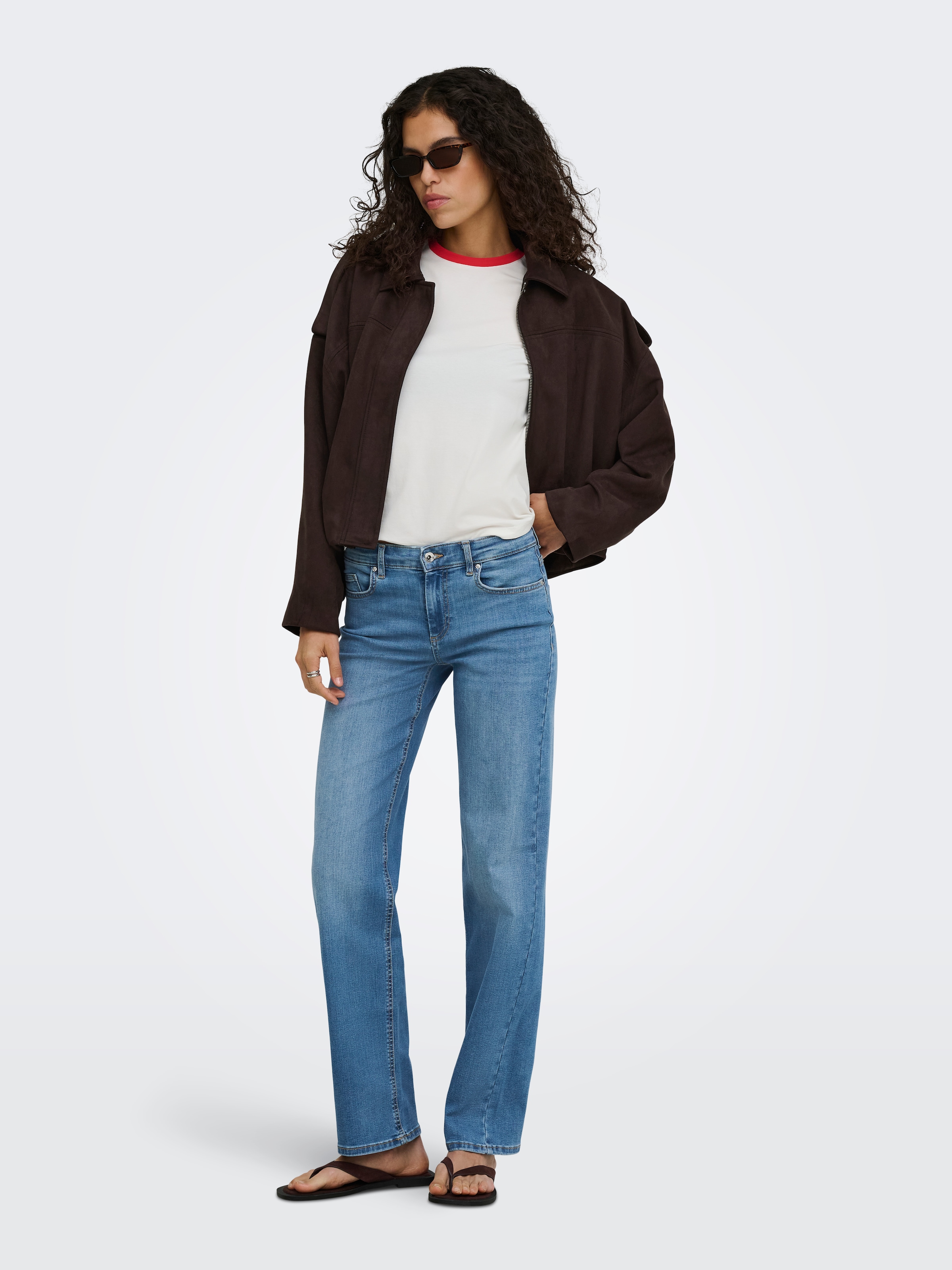 ONLY Jeans droit »ONLWINNIE  MID STRAIGHT DNM« Baumwollmischung, straight fit, mid waist