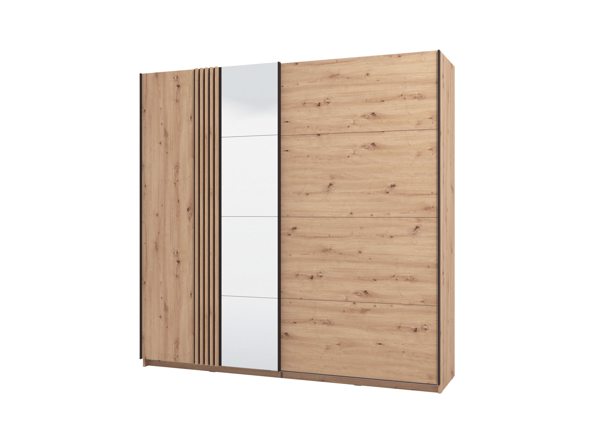 Image of Home affaire Schwebetürenschrank "Ascalon, mit Spiegel und Lamellen 3D, FSC-zertifiziert, Made in Europe" 220x61x217,5cm, 3 verschiedene Innenaussattungen-individuell wählbar