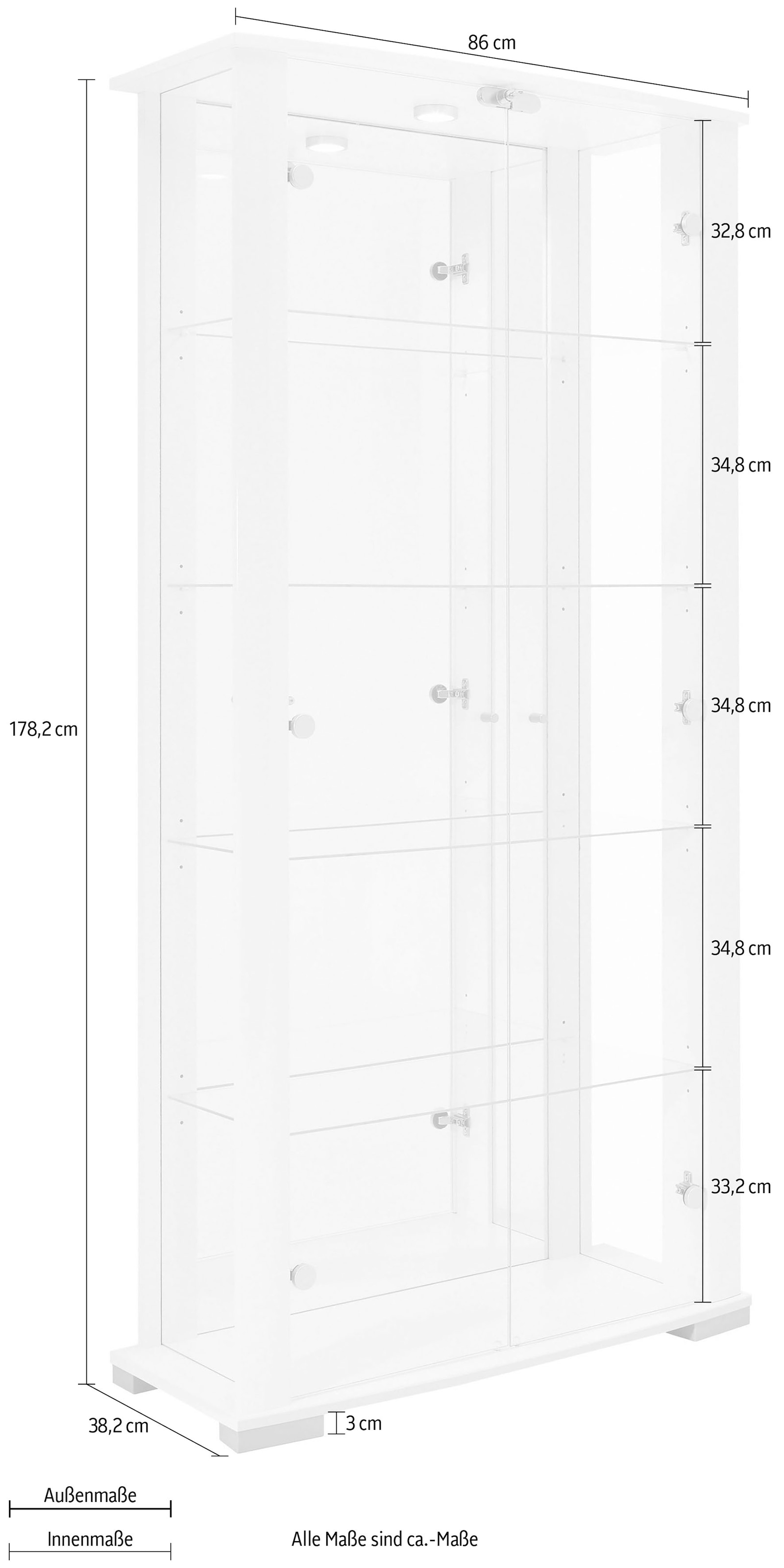 Vitrine cm 178 fif möbel kaufen »STELLA«, Höhe günstig
