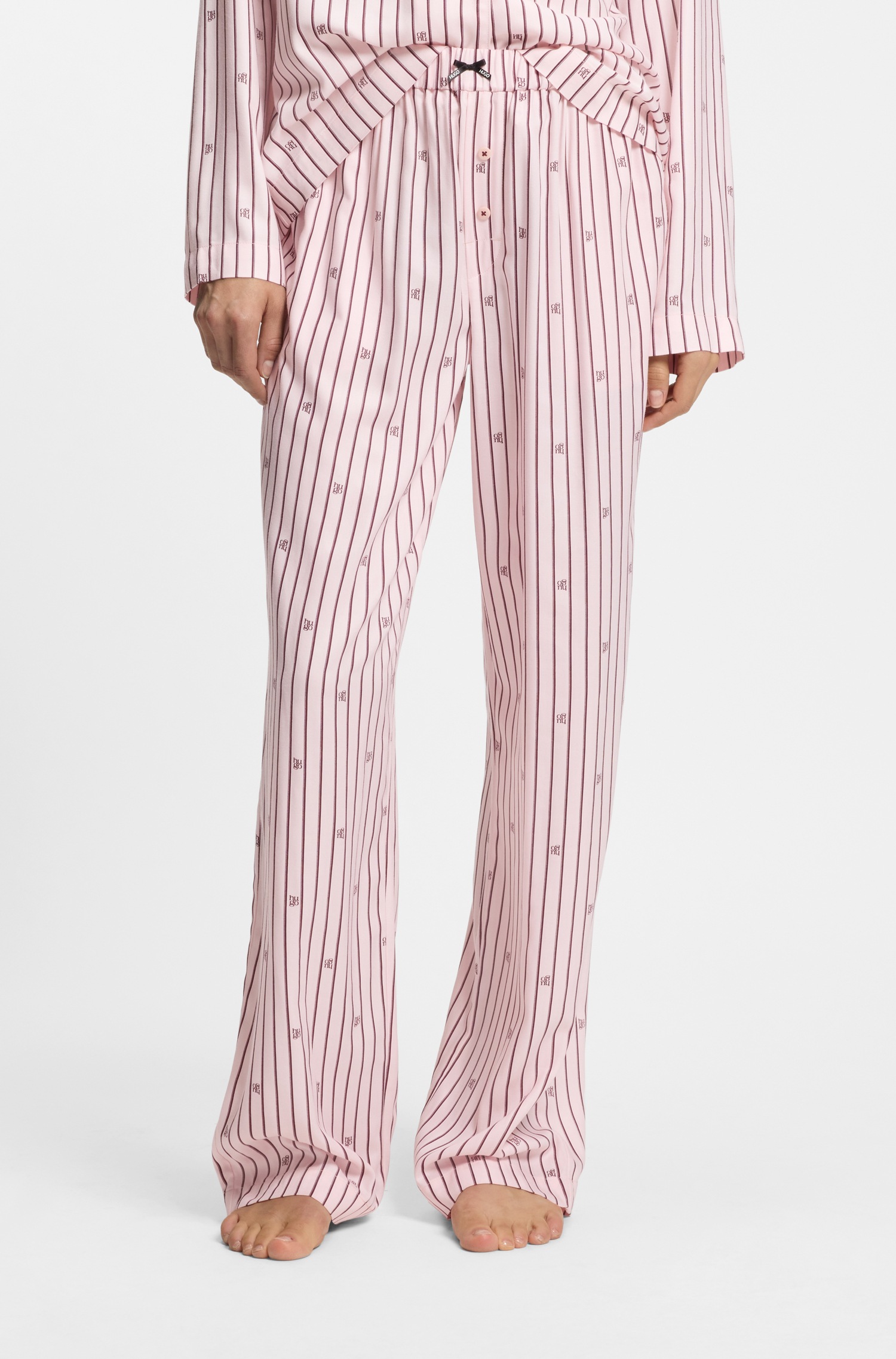 Image of HUGO Underwear Pyjamahose "SARTORIAL" mit Streifen und gestapelten Logos, elastischer Bund