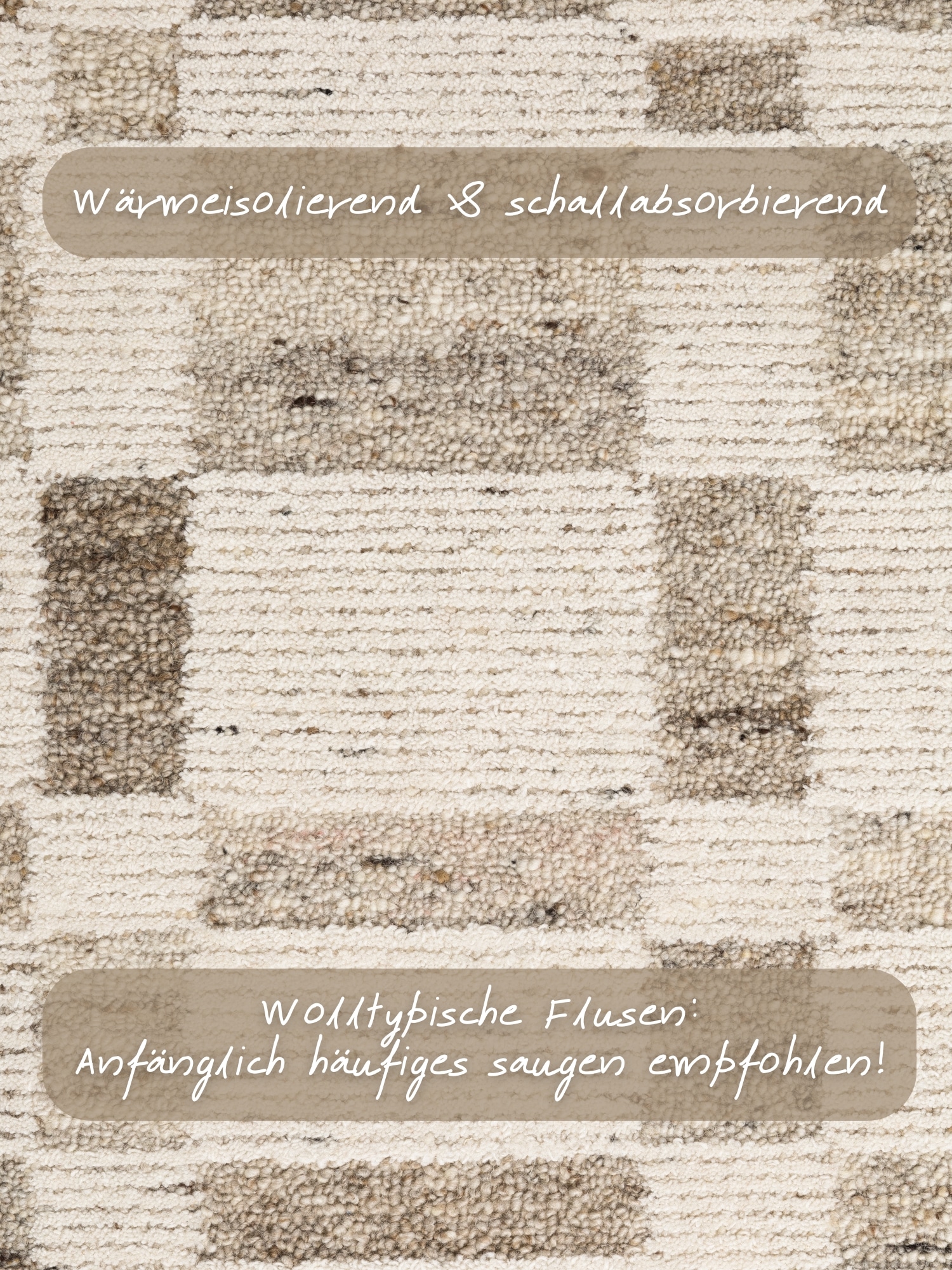 vikosa Wollteppich »Structa« rechteckig 15 mm Höhe Handgemacht, Grafisch, Karo, Natur, Wolle, Wohnzimmer,Schlafzimmer