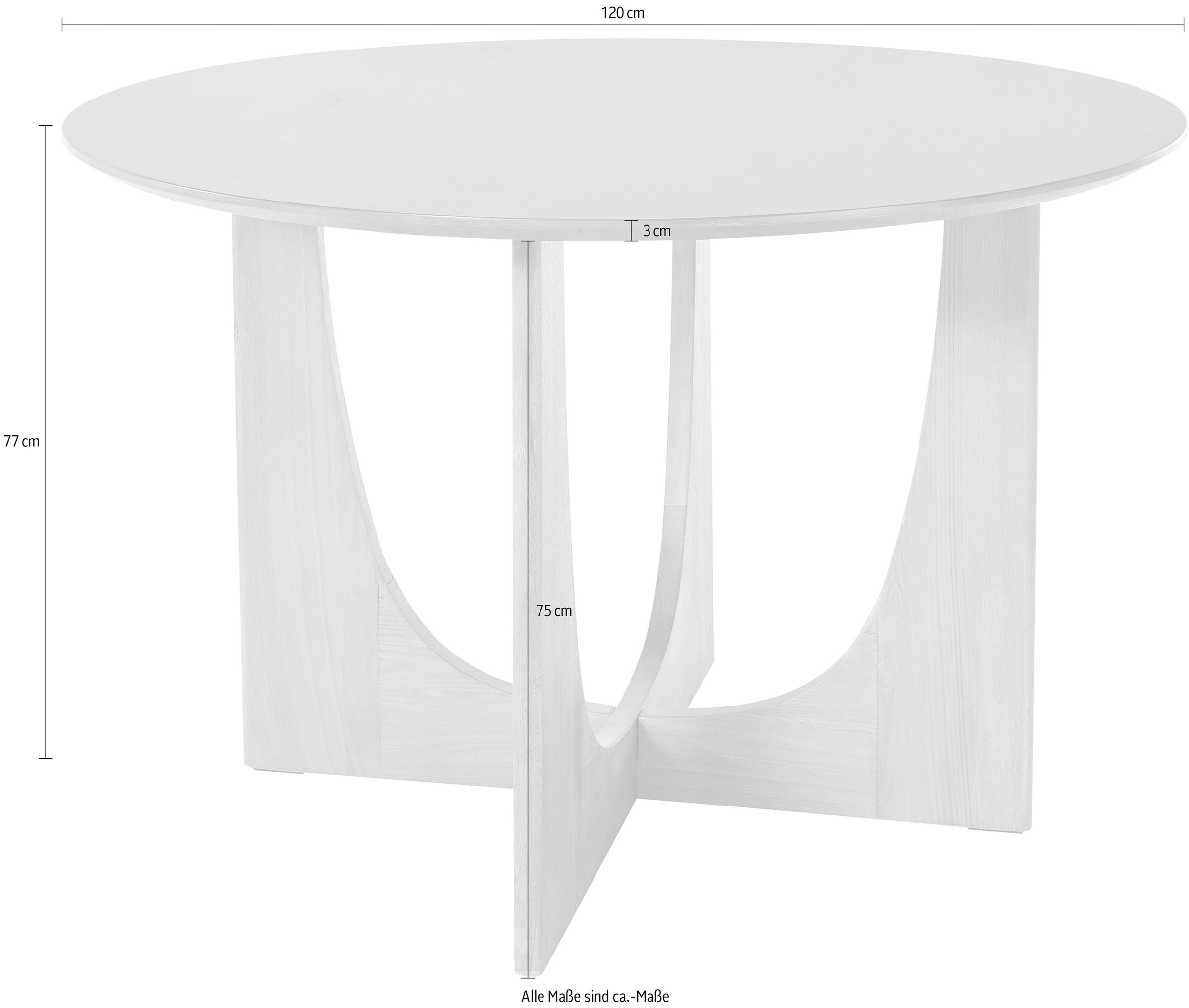 LeGer Home by Lena Gercke Esstisch »Zirella« massives Eschenholz, markantes Kreuzfuss-Design, Breite 120 cm