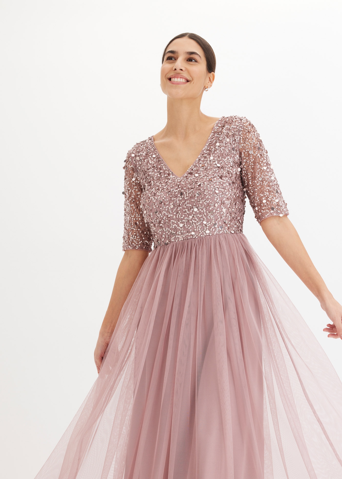 Image of bonprix Abendkleid für festliche Anlässe, mit Tüll-Rock und Pailletten im Oberteil