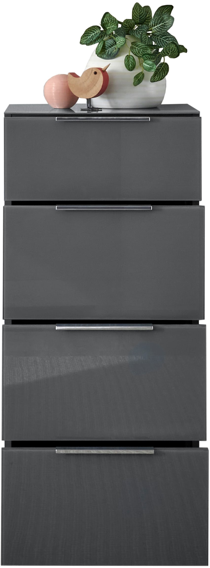 HBZ Commode »Santorin Mehrzweckschrank mit Schubkästen, BxHxT 45x99x40 cm« 1 cuis tlg. avec 4 tiroirs à fermeture douce, façade en verre et dessus en verre