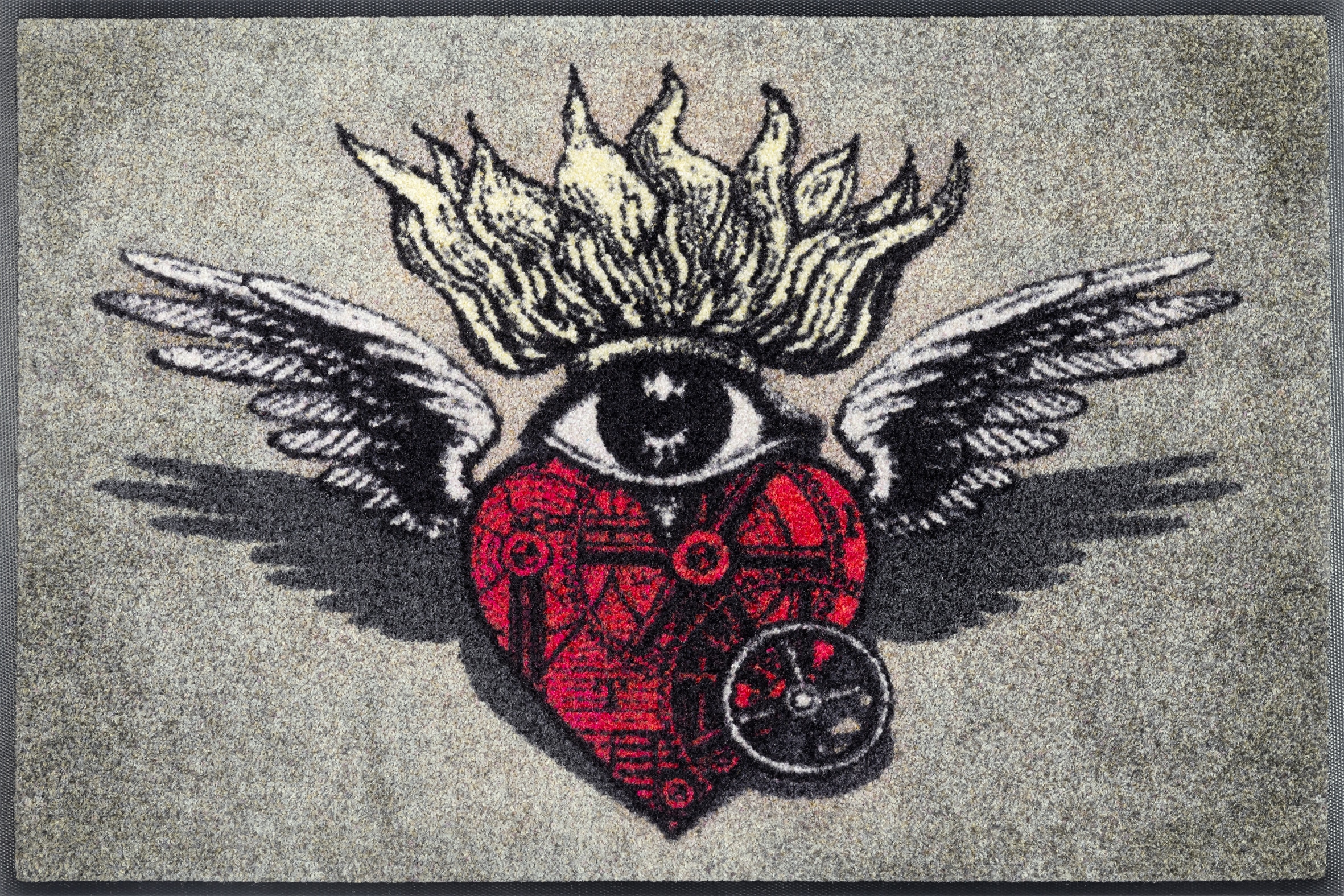 Image of wash+dry by Kleen-Tex Fussmatte "Flaming Heart" rechteckig 7 mm Höhe
