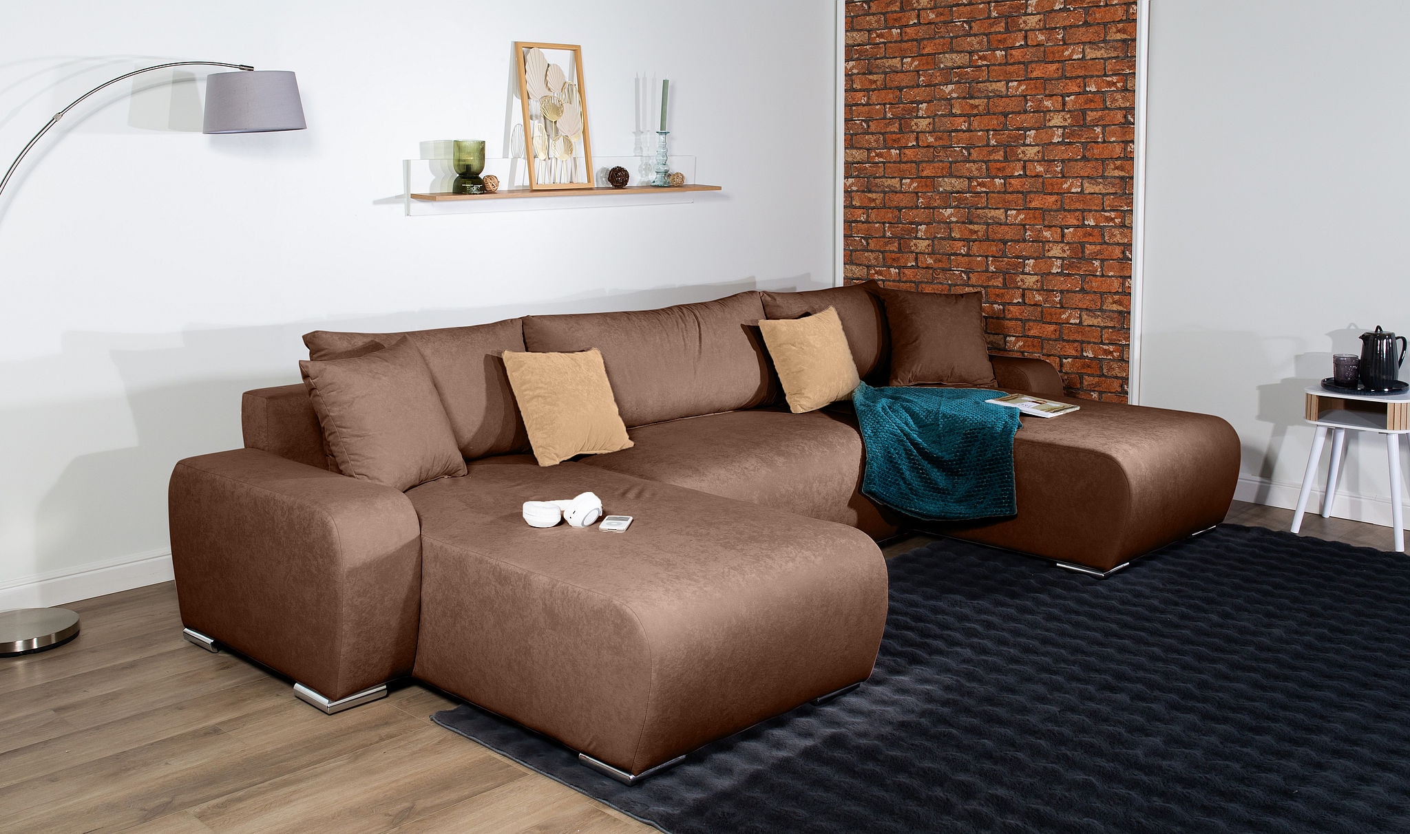 COLLECTION AB Wohnlandschaft »Paola U-Form, Breite 314 cm« Wohnlandschaft,2 Ottomane,Bonnelfederkern,Rückenkissen