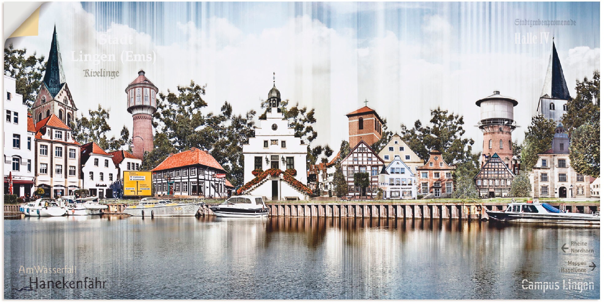 Image of Artland Wandbild »Lingen Ems Skyline Collage«, Deutschland, (1 St.), in vielen Grössen & Produktarten -Leinwandbild, Poster, Wandaufkleber / Wandtattoo auch für Badezimmer geeignet bei Ackermann Versand Schweiz