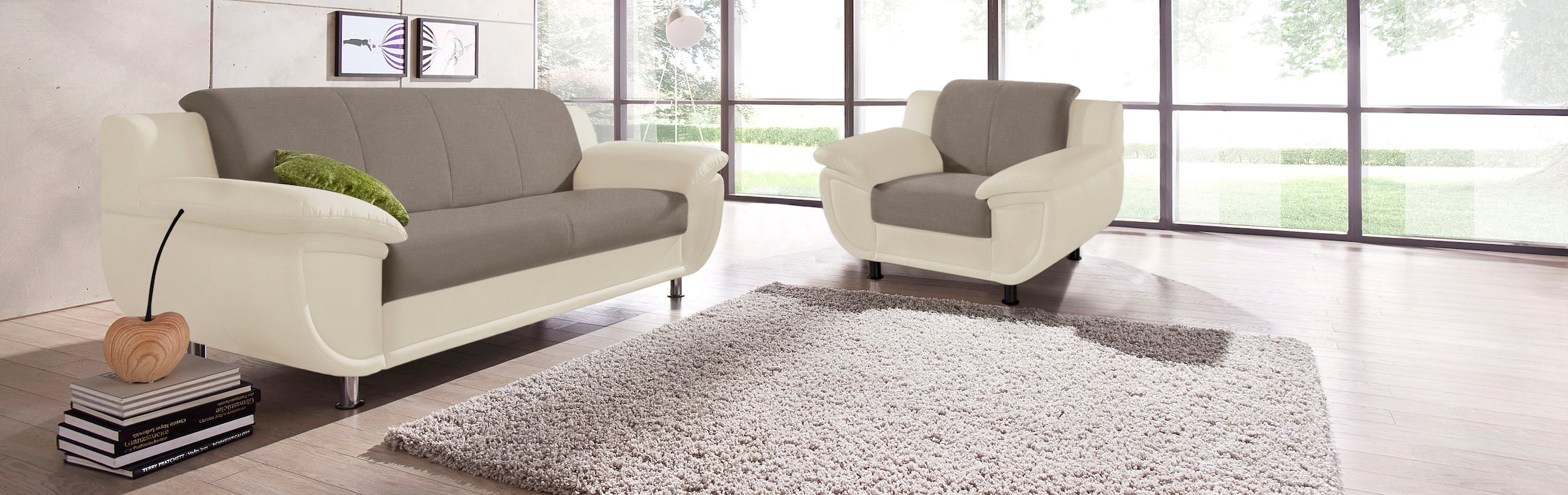 TRENDMANUFAKTUR Sessel »Rondo 3, Loungesessel, Breite 121cm« wahlweise mit komfortablem Federkern, mit extra breiten Armlehnen
