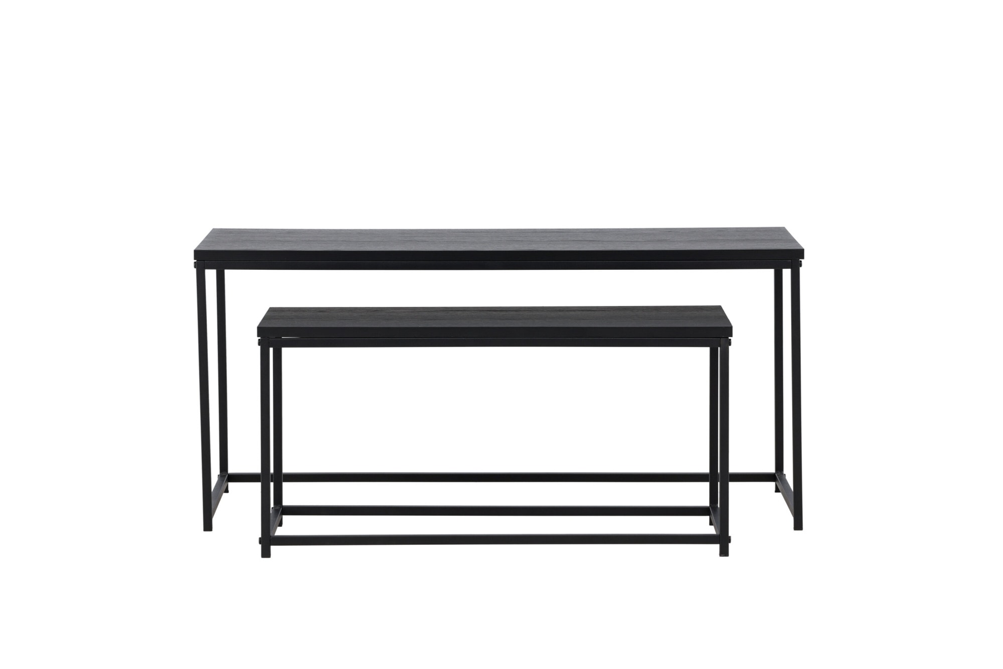 Venture Home Couchtisch »Staal, 2-tlg Couchtisch-Set 100 × 43 cm in Schwarz, kombinierbar« Set, 2 Stk. tlg. Sofatisch-Set, MDF, Stahlbeine, schwarz, rechteckig, flexibel