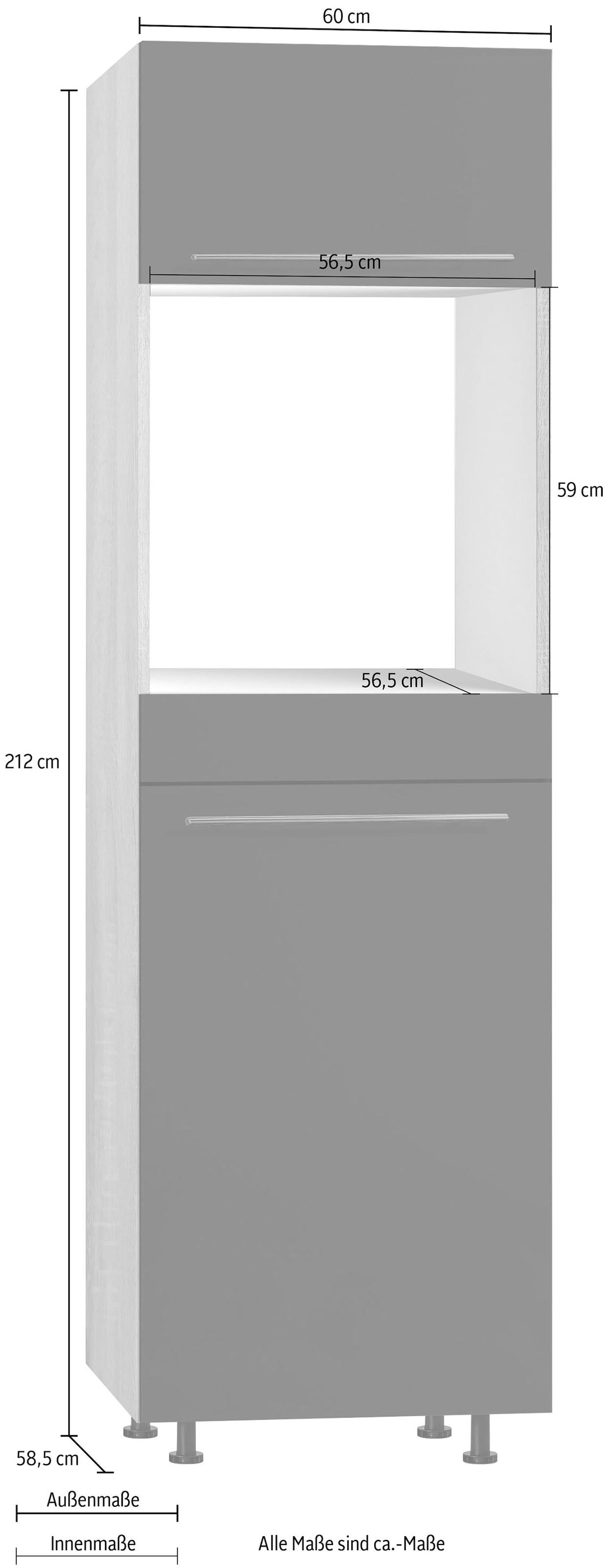 OPTIFIT Backofen/Kühlumbauschrank »Bern«, 60 cm breit, 212 cm hoch, mit höhenverstellbaren Stellfüssen