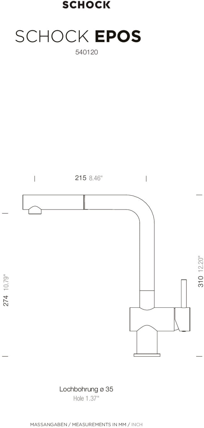 Schock Küchenarmatur »Epos« ausziehbar, Rückflussverhinderer,Wasserspar-Perlator, Schwenkber. 180°