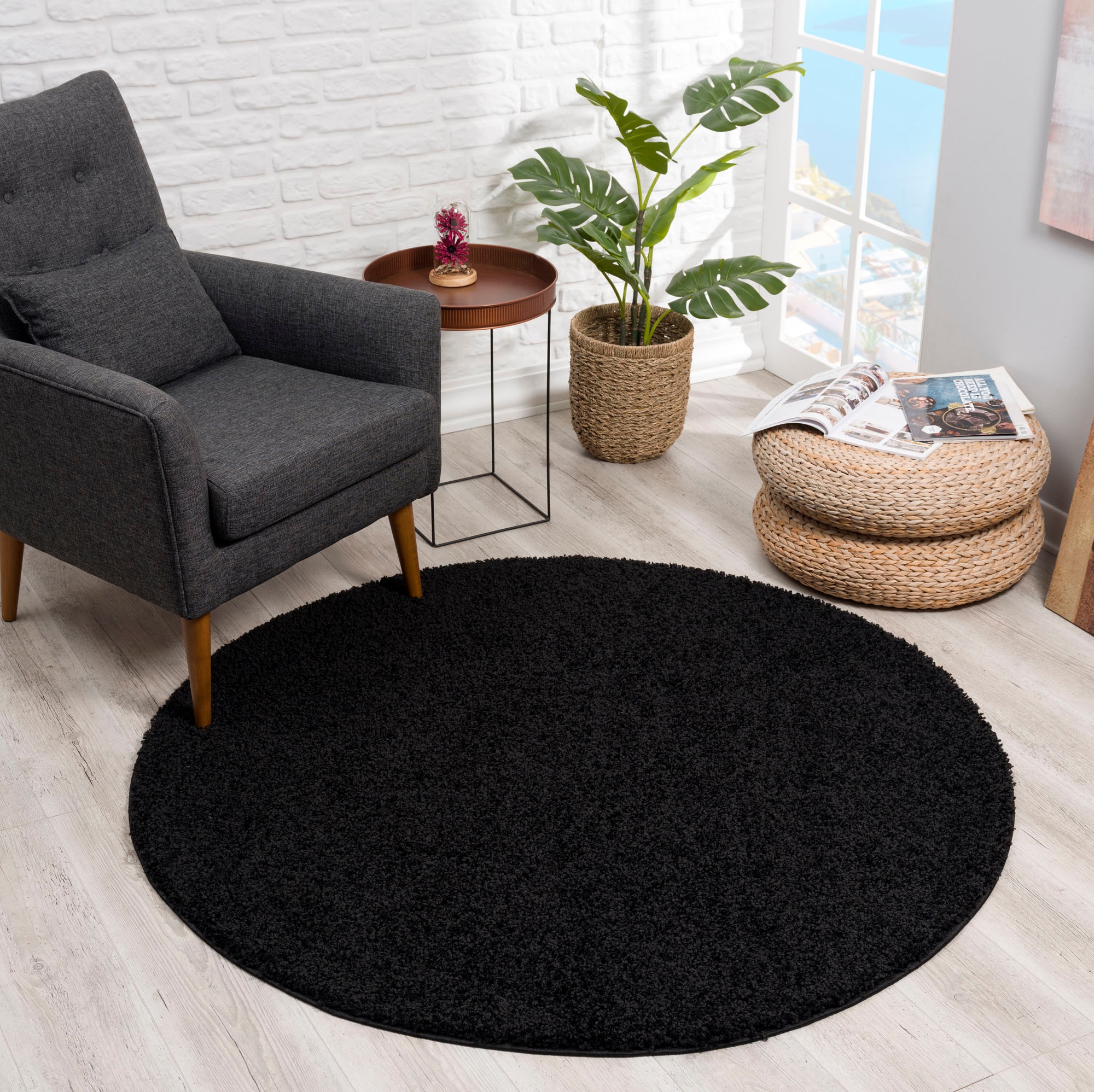 Sanat Hochflor-Teppich »LOCA«, rund, 30 mm Höhe, Wohnzimmer, Langflor, Shaggy, Schlafzimmer