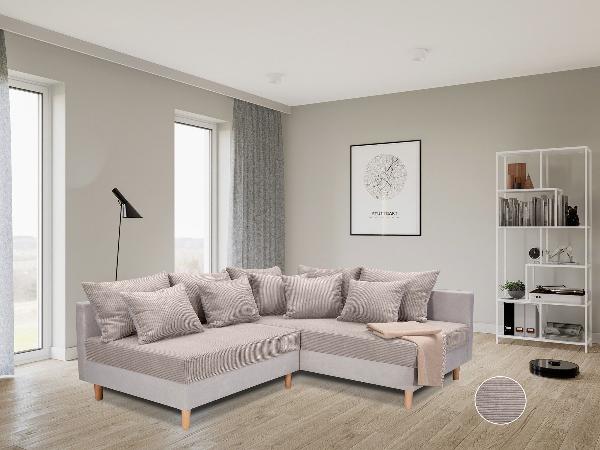 Image of COLLECTION AB Ecksofa "Anton L-Form, B: 201 cm" 5 Zierkissen, Federkern