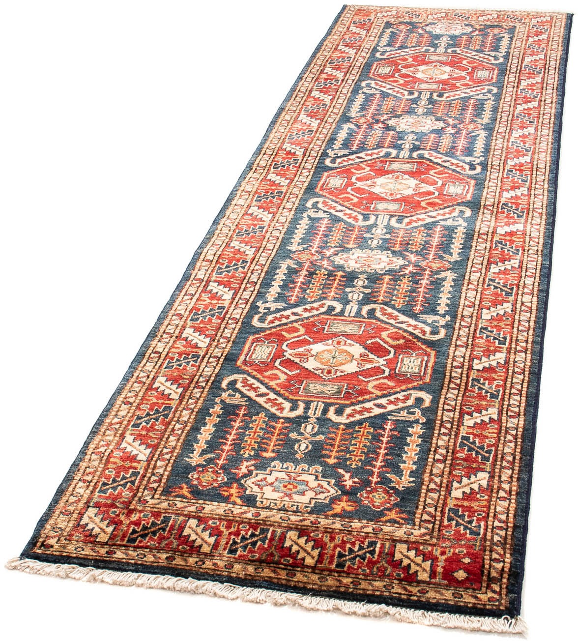 Image of morgenland Orientteppich »Ziegler - Kazak - 258 x 74 cm - dunkelblau«, rechteckig, 6 mm Höhe, Wohnzimmer, Handgeknüpft, Einzelstück mit Zertifikat bei Ackermann Versand Schweiz