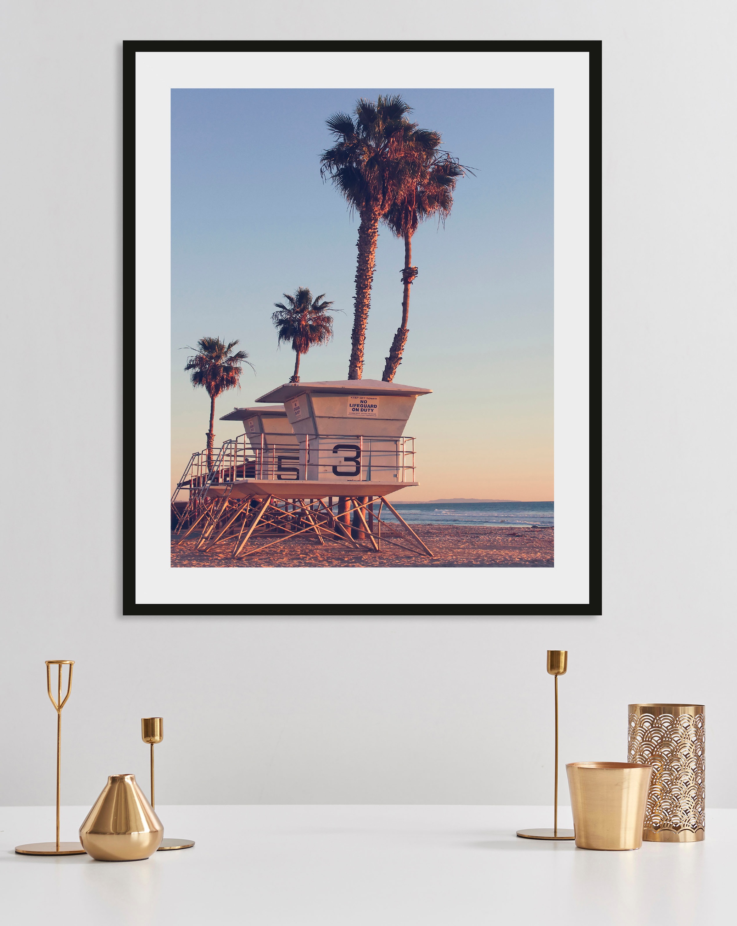 Image of queence Bild "Denise" Foto Himmel Meer Meer Bilder Palmen Strand 1 Stk. tlg. HD Premium Poster-Druck inkl. Holzrahmen
