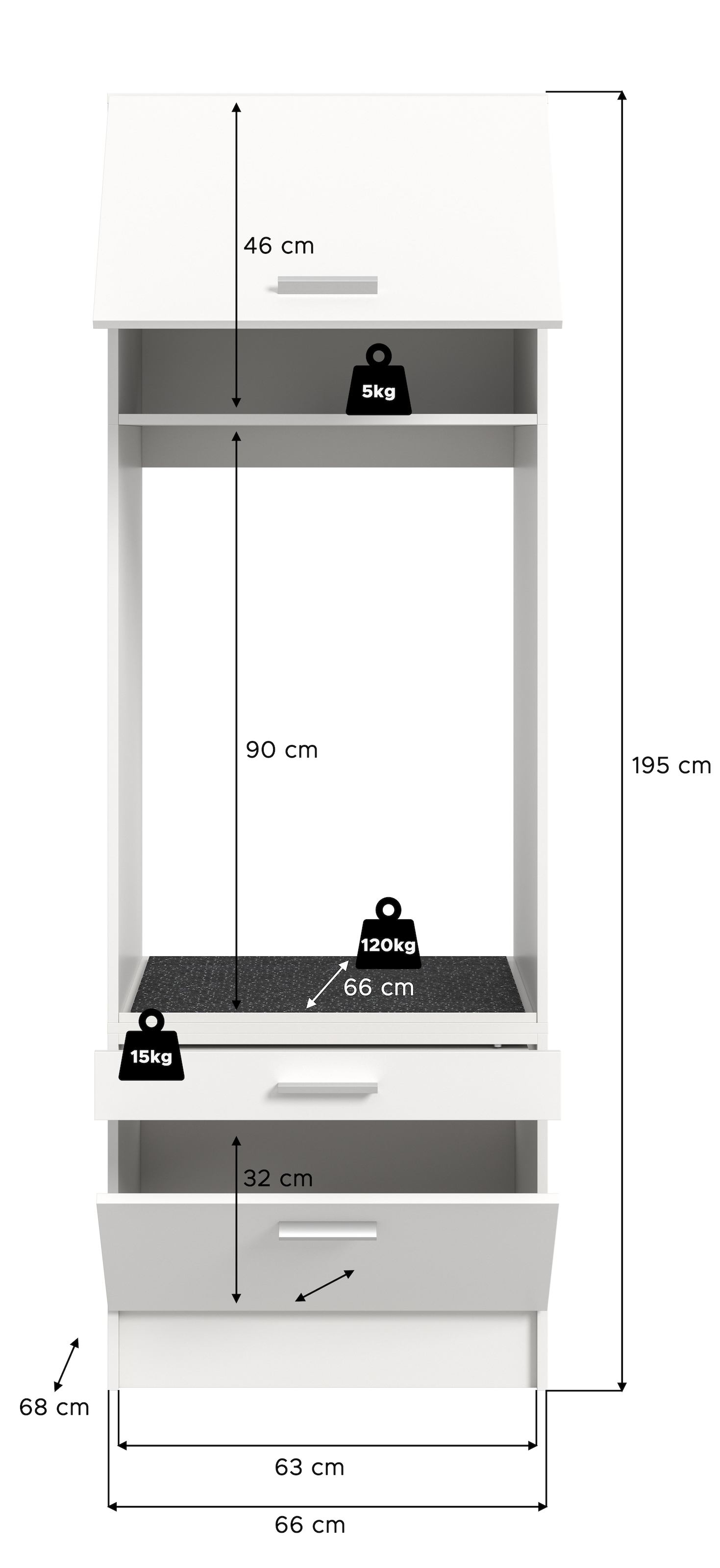 welltime Armoire pour machine à laver »FALAS, TOPSELLER, Höhe 195 cm, 2 Klappen, 1 Auszug, viel Stauraum« in verschiedenen Farben erhältlich, für Waschmaschine & Trockner, 