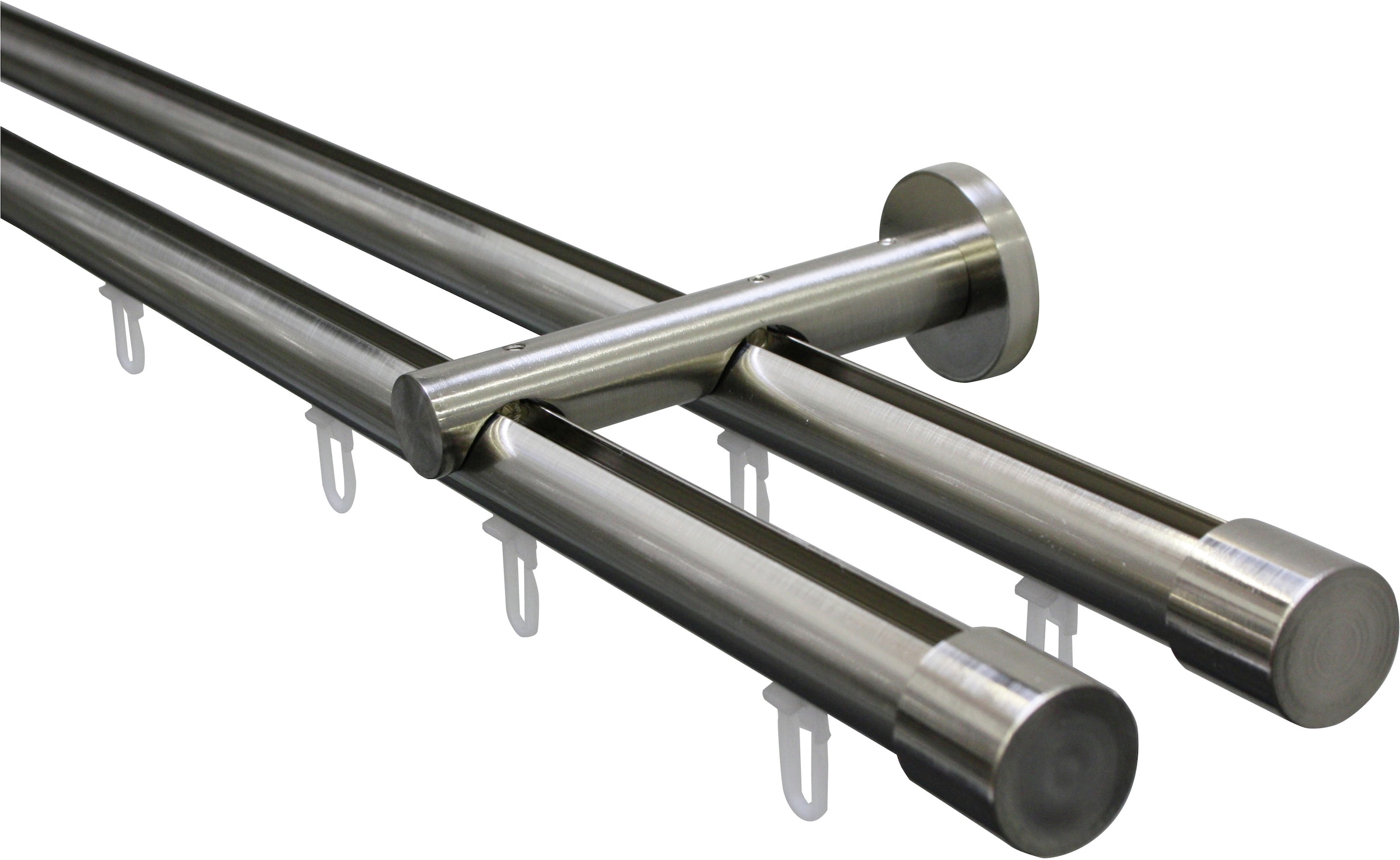 Image of GARDINIA Gardinenstange "Set Isa 2-Lauf mit Innenlauf II Ø 20 mm" 1 läufig-läufig Fixmass 2-Lauf