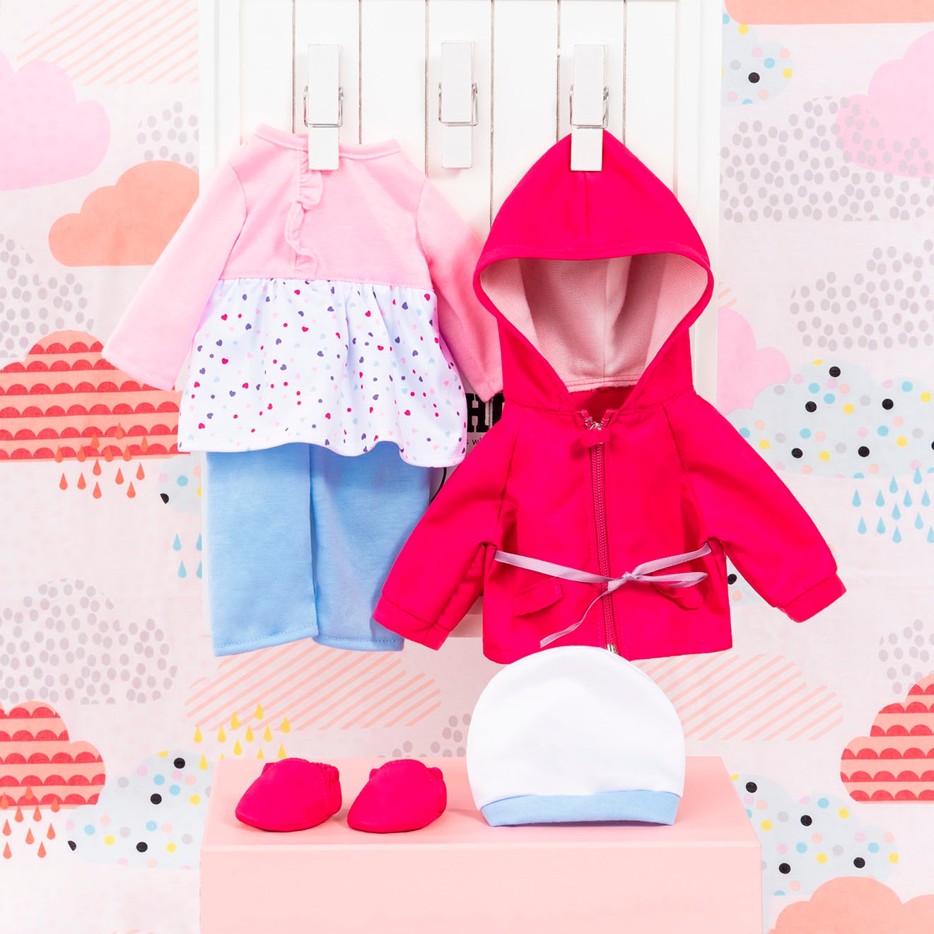 Bayer Vêtements de poupées »Kleid/Hose pink/bl.«