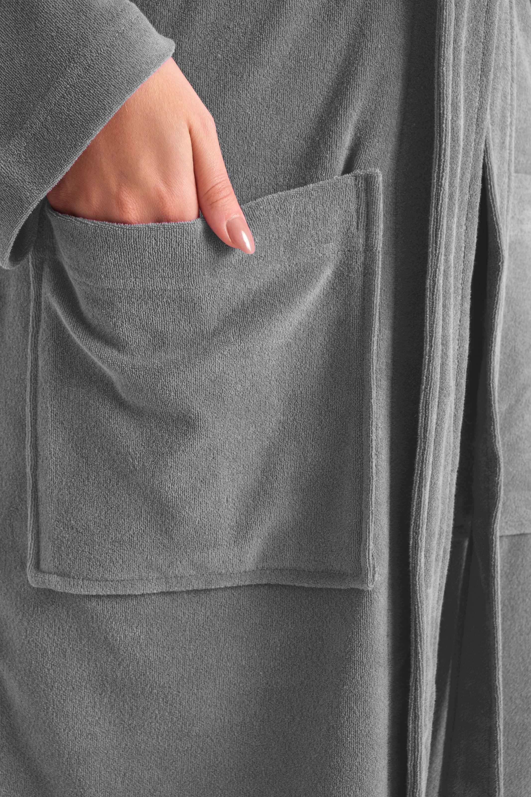 my home Peignoir de bain femme »Jule, ideal für Sauna & Spa, Hotelbademantel, Morgenmantel« 1 cuis tlg., einfarbiger Leichtfrottier-Bademantel, hoher Baumwollanteil, XS-4XL