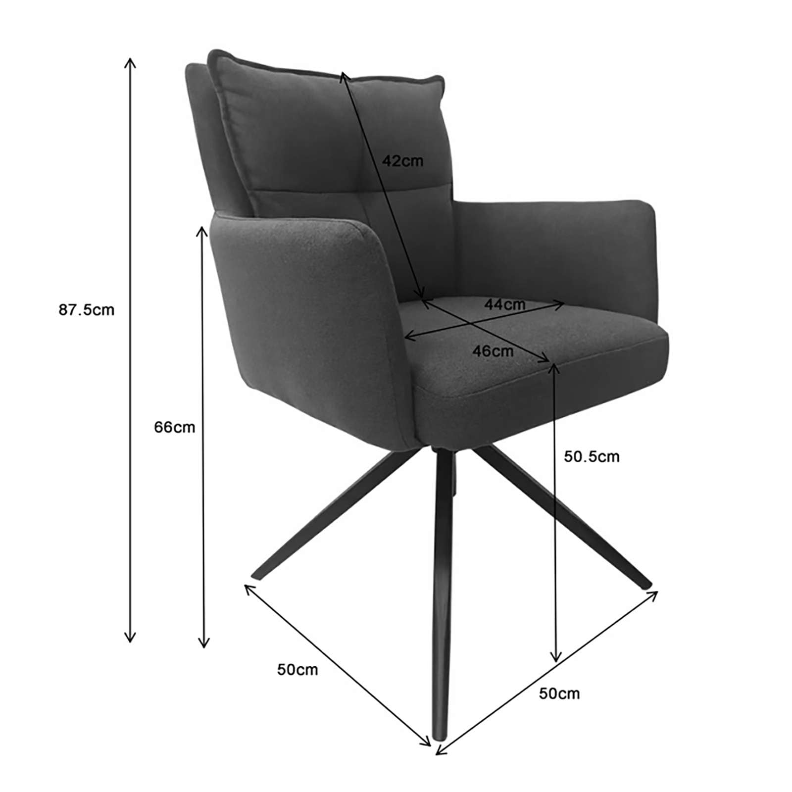 GOODproduct Esszimmerstuhl »Chiani« () 2 Stk.180° Auto Rückkehr, gepolsterte Rückenlehne, Armlehne und Sitzfläche