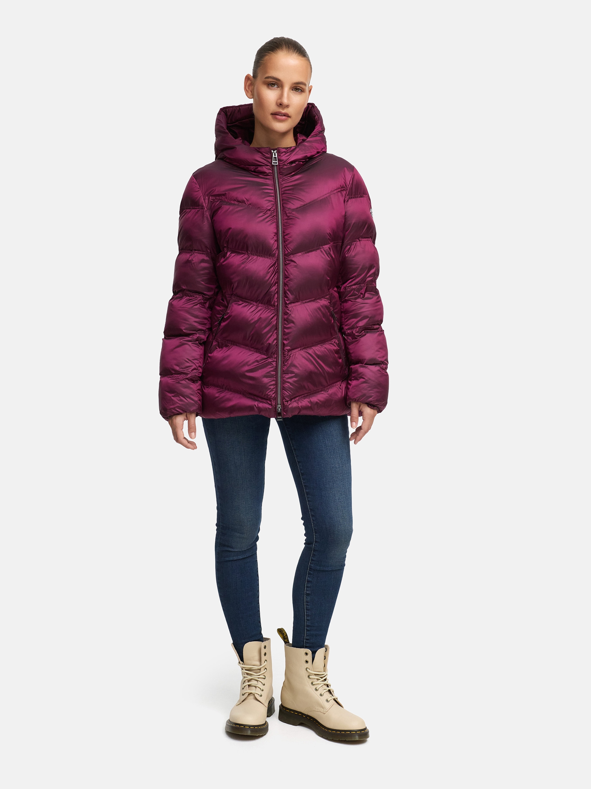 MANISA Steppjacke, mit Kapuze, mit Stehkragen, Kapuze und elastischem Ärmelsaum