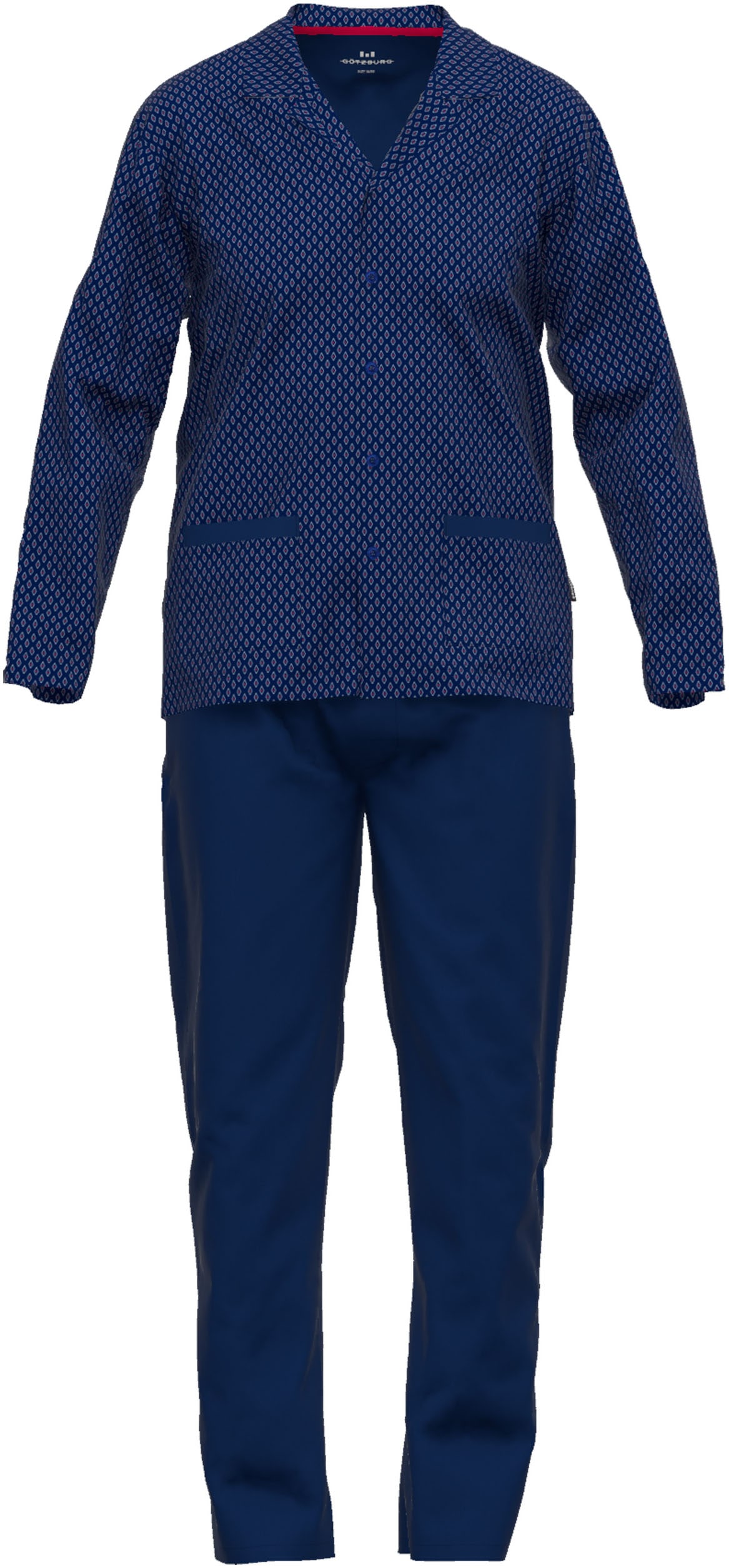 GÖTZBURG Pyjama »Manhattan«, (2 tlg.), Rautenmuster, Langarm, Oberteil vorn mit Knopfleiste