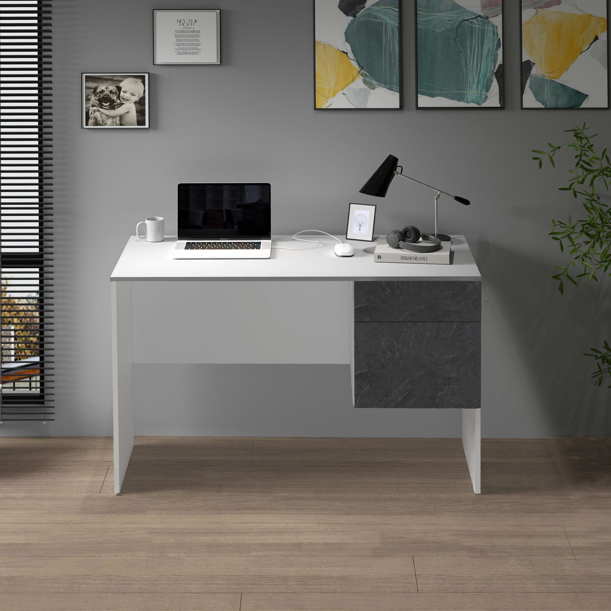 Home affaire Schreibtisch »Coro, kleiner Computertisch, Bürotisch« mit 1 Tür & 1 Schublade, Breite 110 cm, Made in Italy