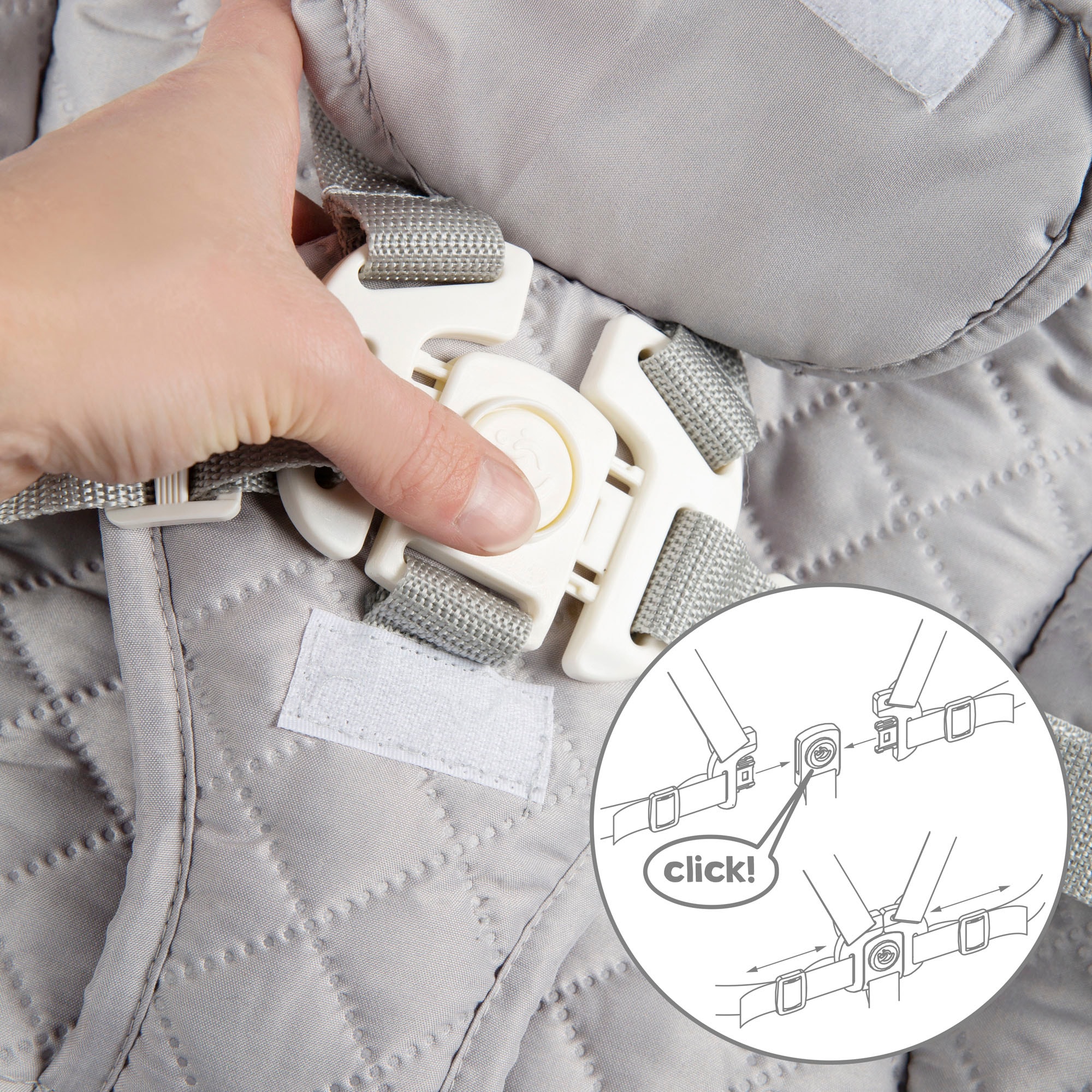roba® Hochstuhl »Treppenhochstuhl 2-in-1 Set Born Up weiss«, mit Neugeborenen-Aufsatz, Greyish gesteppt