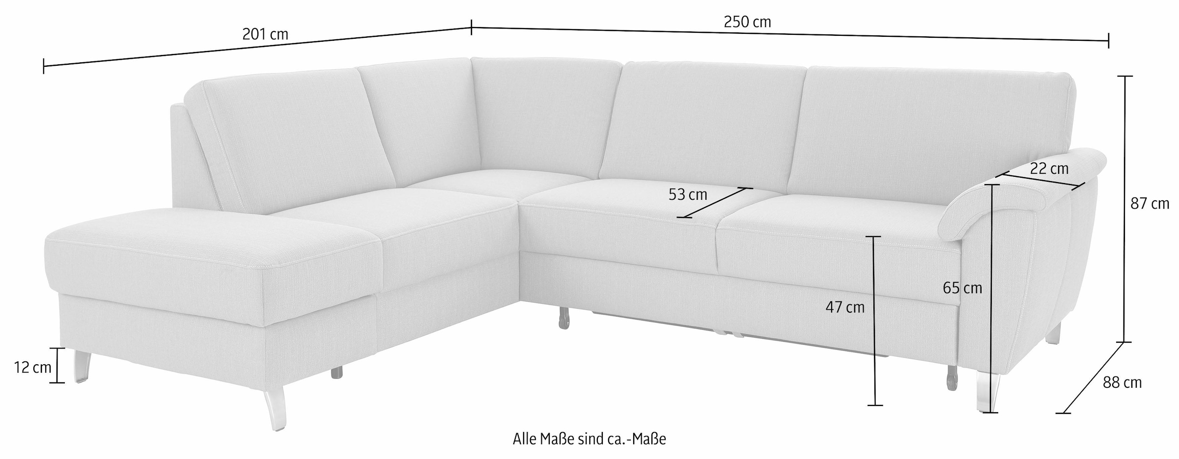 sit&more Ecksofa »Texel L-Form«, mit Federkern, wahlweise mit Bettfunktion und Bettkasten
