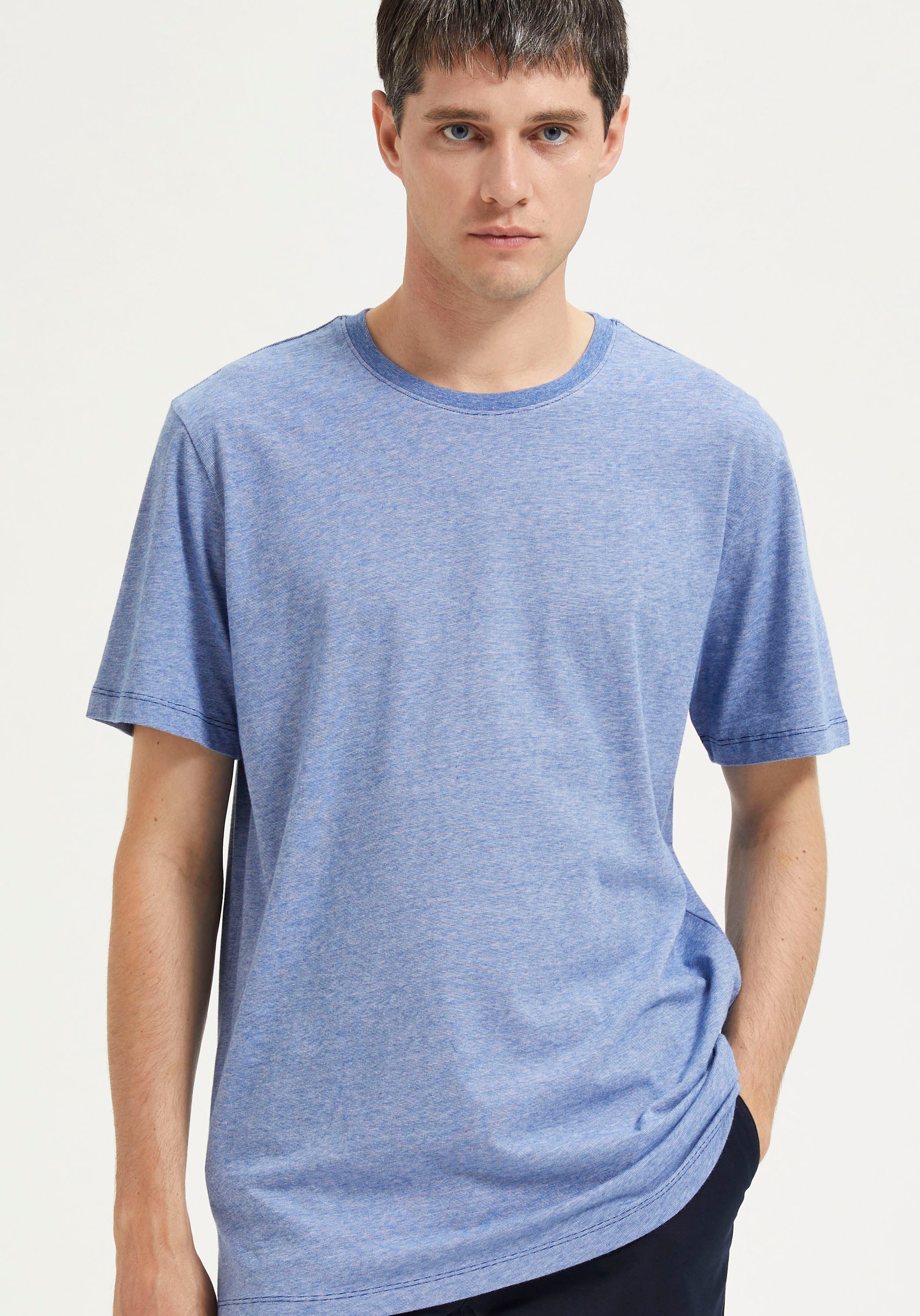 SELECTED HOMME Kurzarmshirt »SLHASPEN MINI STR SS O-NECK TEE NOOS«