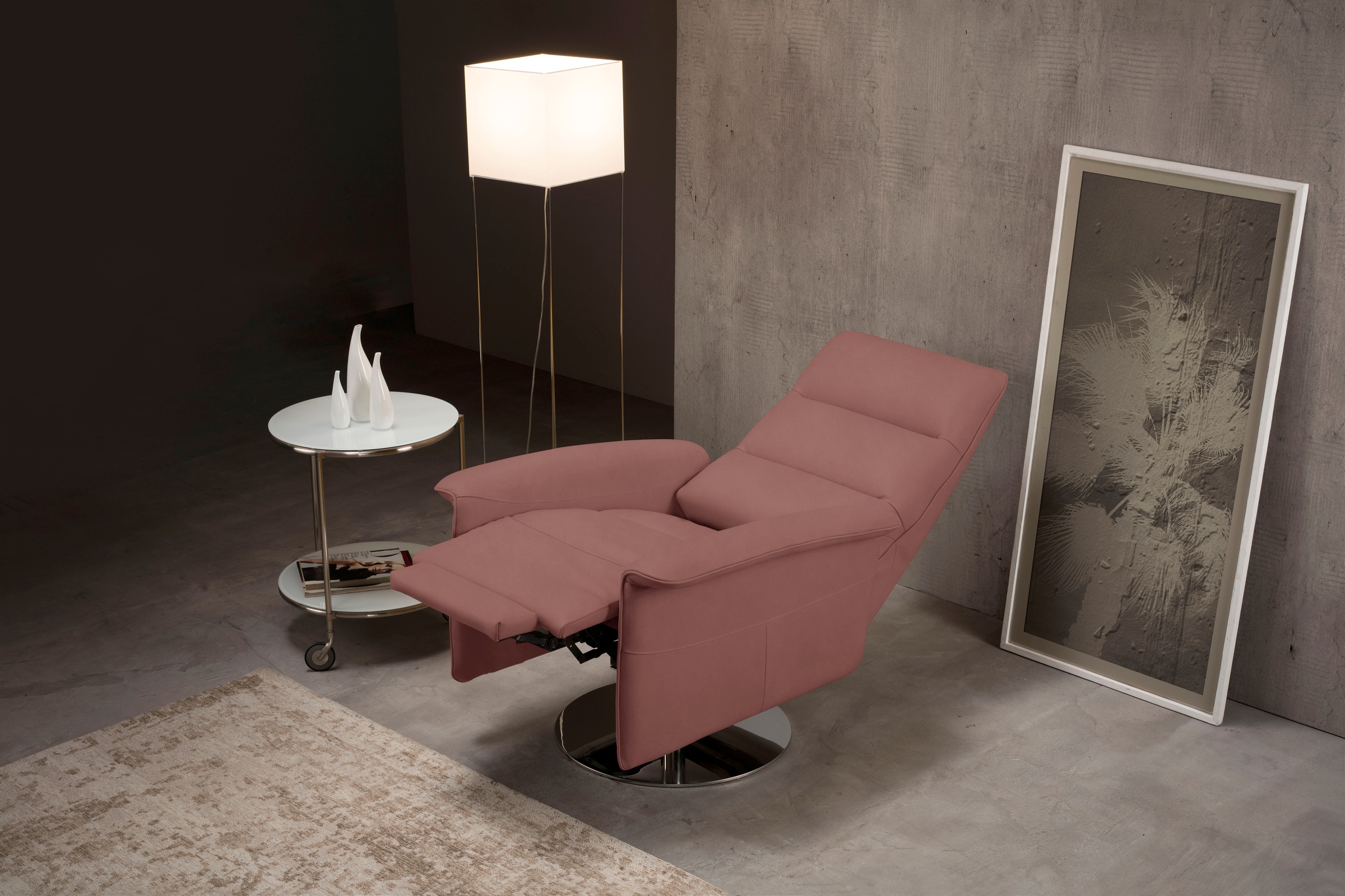 Egoitaliano Sessel "Kelly Designsessel, Clubsessel & Relaxsessel, bequem, zeitlos elegant" drehbar, manuelle Relaxfunktion mit Push-Back-Mechanismus
