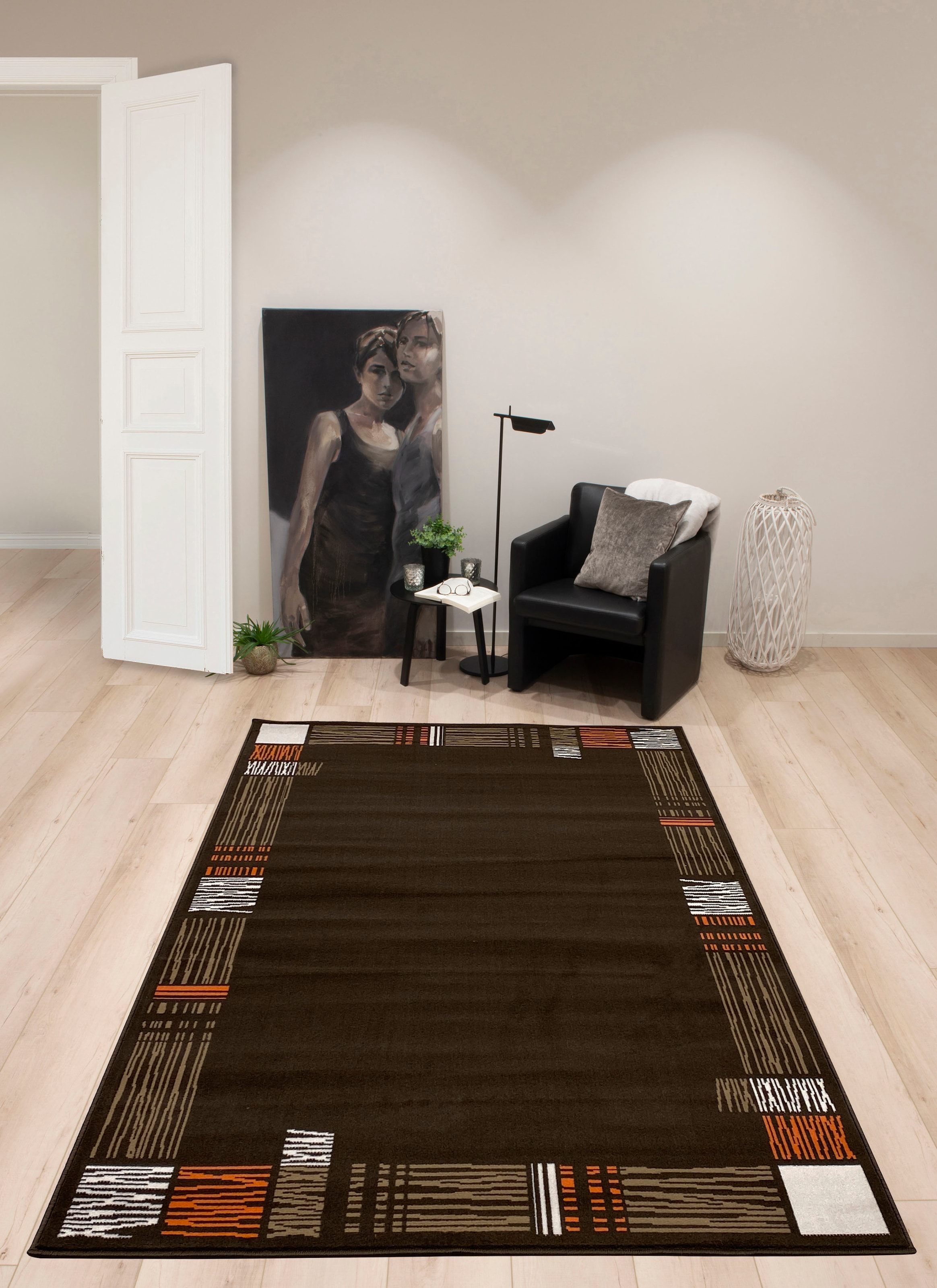 Home affaire Teppich »Lenting«, versandkostenfrei rechteckig, Bordüre, pflegeleicht mit Kurzflor-Teppich, auf