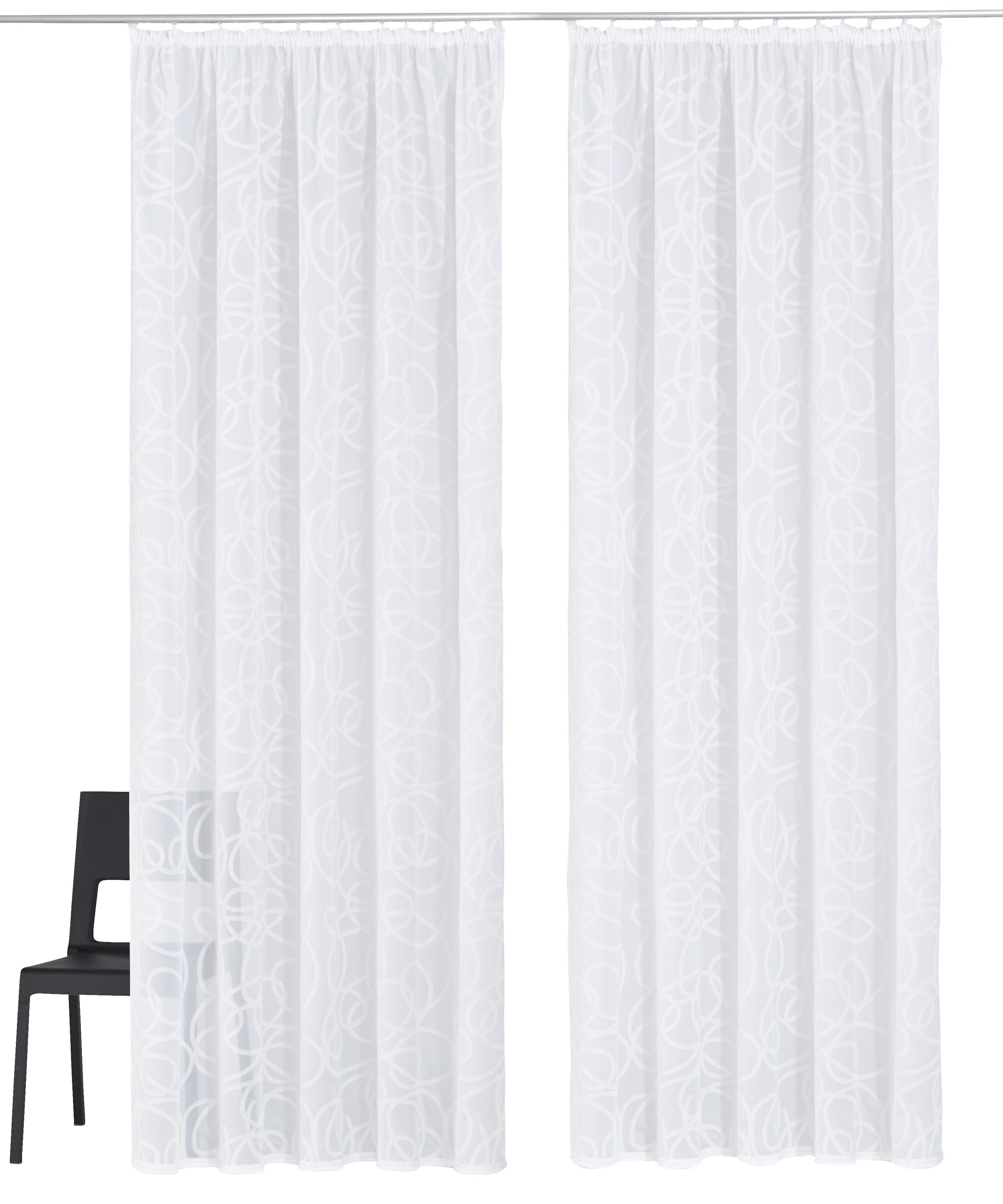 Image of GOODproduct Gardine "Tanaro" Kräuselband 2 Stk. tlg. Vorhang, Fertiggardine, 2-er Set, mit Schlingen-Motiv bedruckt