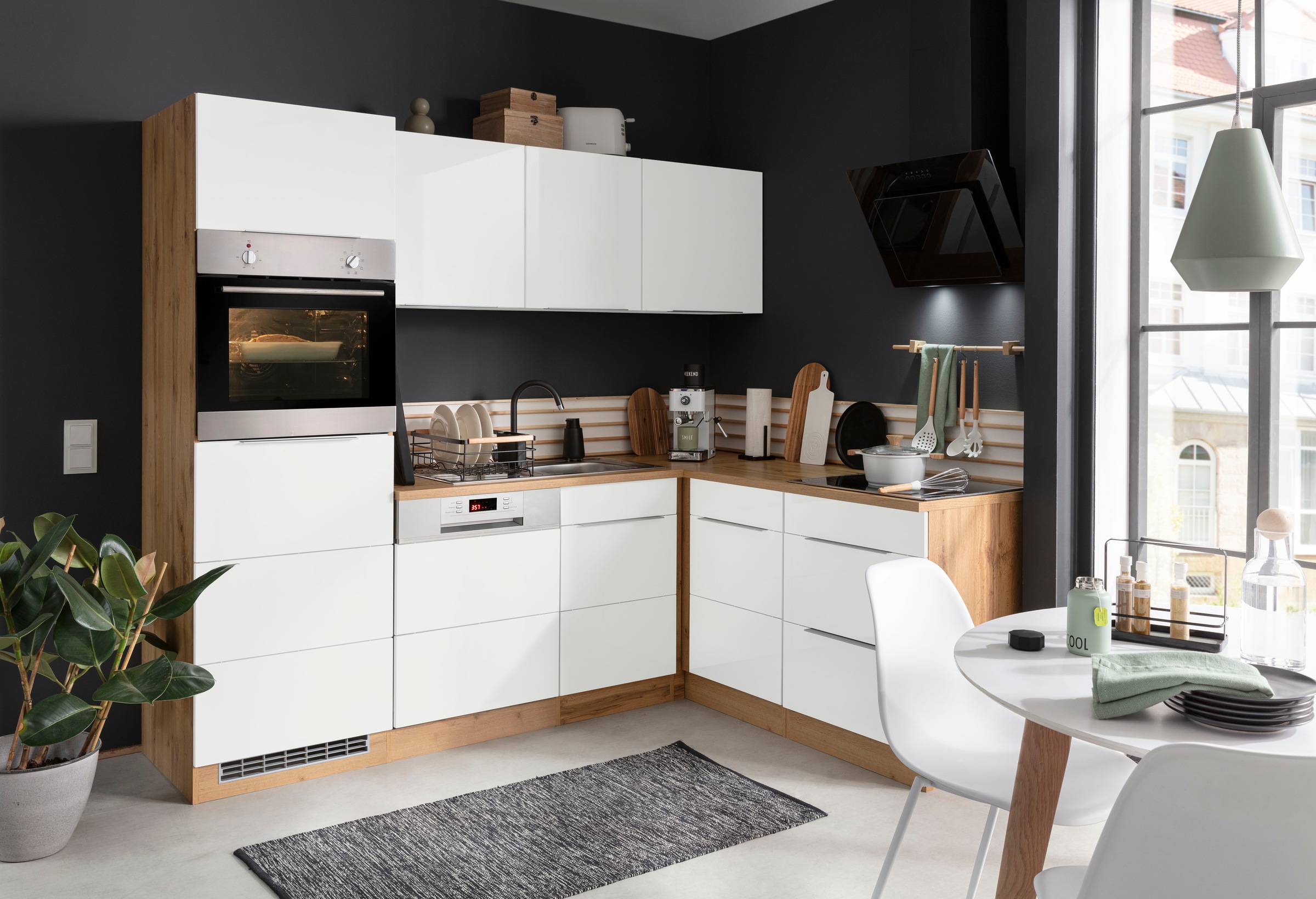 KOCHSTATION Winkelküche »KS-Brindisi Stellbreite 230/170 cm« wahlweise mit E-Geräten und Induktion, mit MDF-Fronten