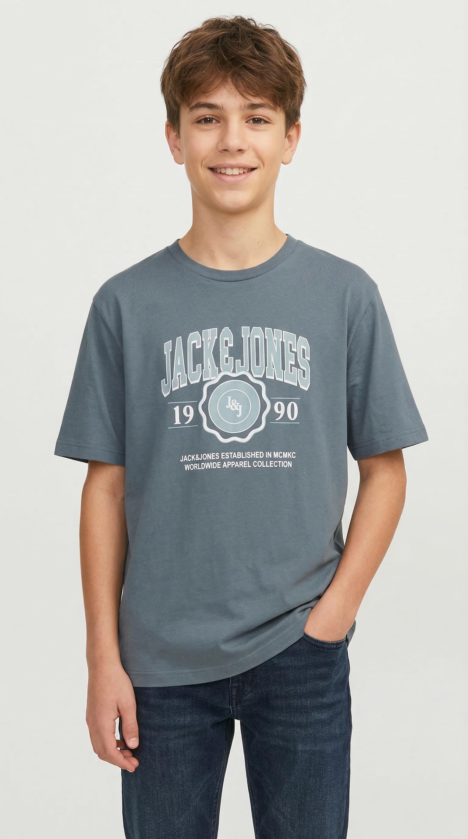 Jack & Jones Junior T-Shirt »JJMAKO TEE SS CREW NECK JNR« mit coolem Frontprint