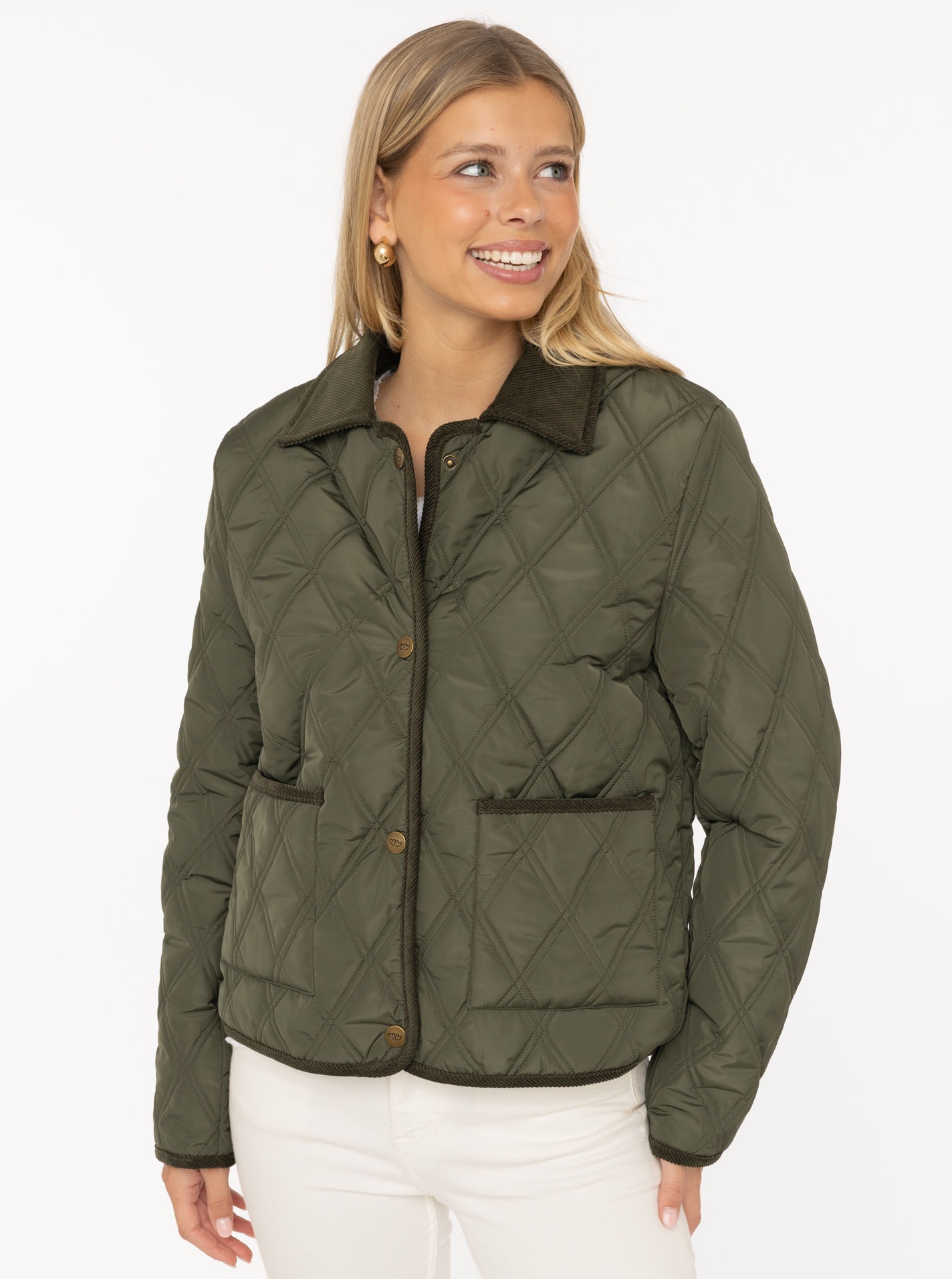 Image of Zwillingsherz Steppjacke ""Classic"" ohne Kapuze Kordkragen, Knopfleiste und Taschen